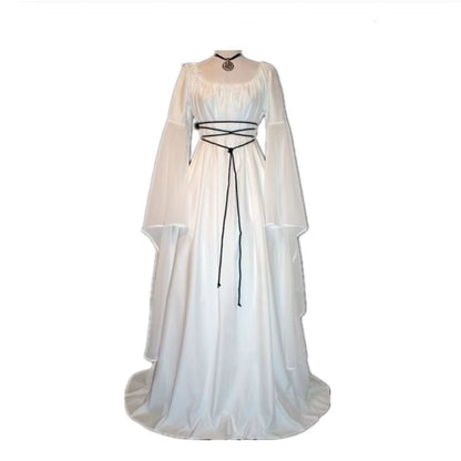 The Aoife Renaissance Medieval Maxi Dress With Long Flared Sleeves Jenny Meadow