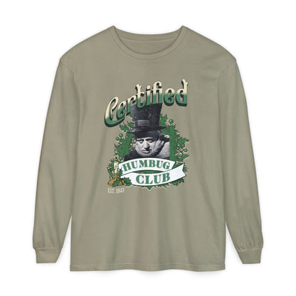 A Christmas Carol Long Sleeve T-Shirt | Vintage Humor Tee Certified Humbug Club Unisex Gift Gag Holiday Apparel Casual Outfit Long-sleeve Printify Sandstone S