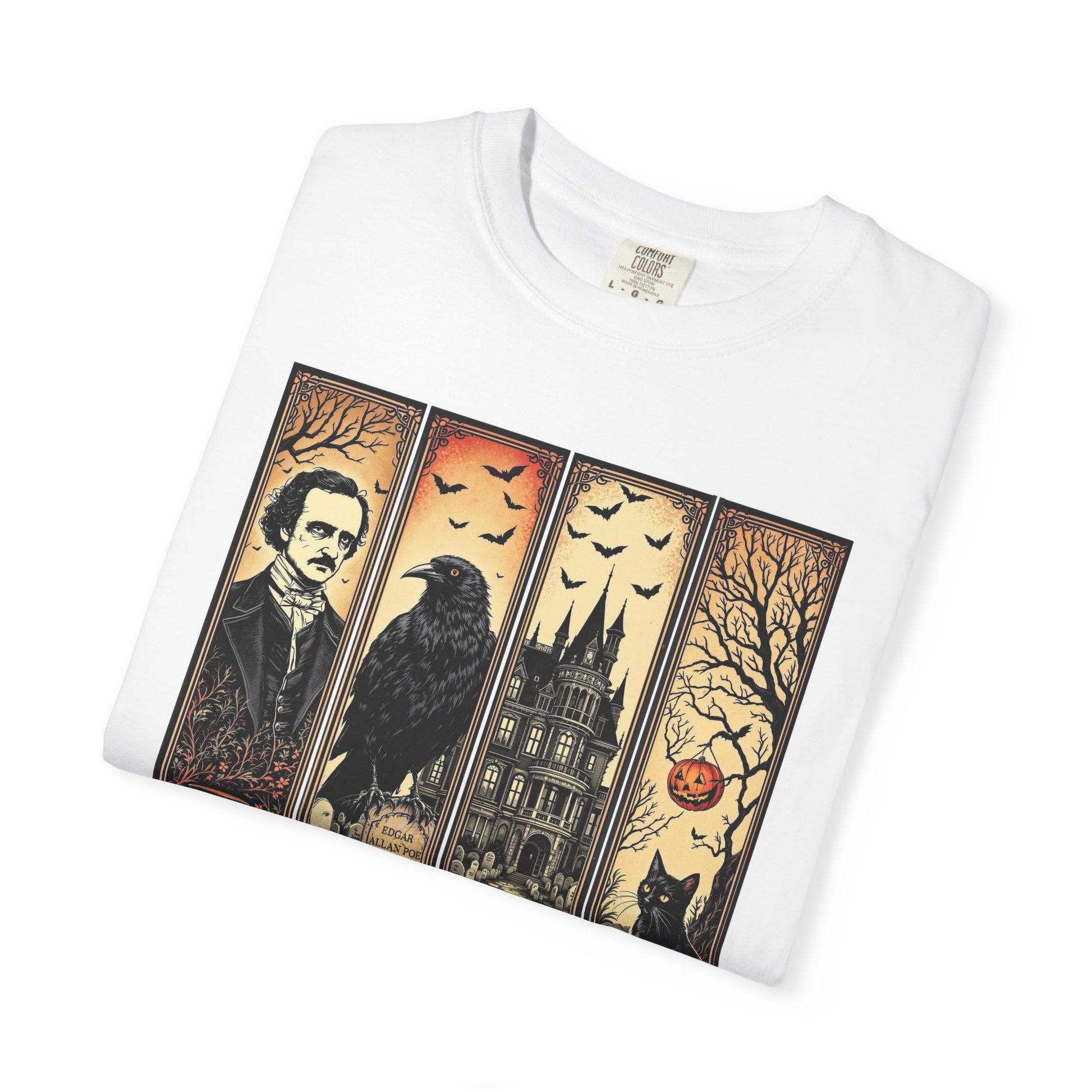 Edgar Allan Poe T-Shirt Gothic Graphic Tee The Raven Nevermore Quote Horror Literature Shirt Dark Academia Aesthetic Halloween Party Gift T-Shirt Printify