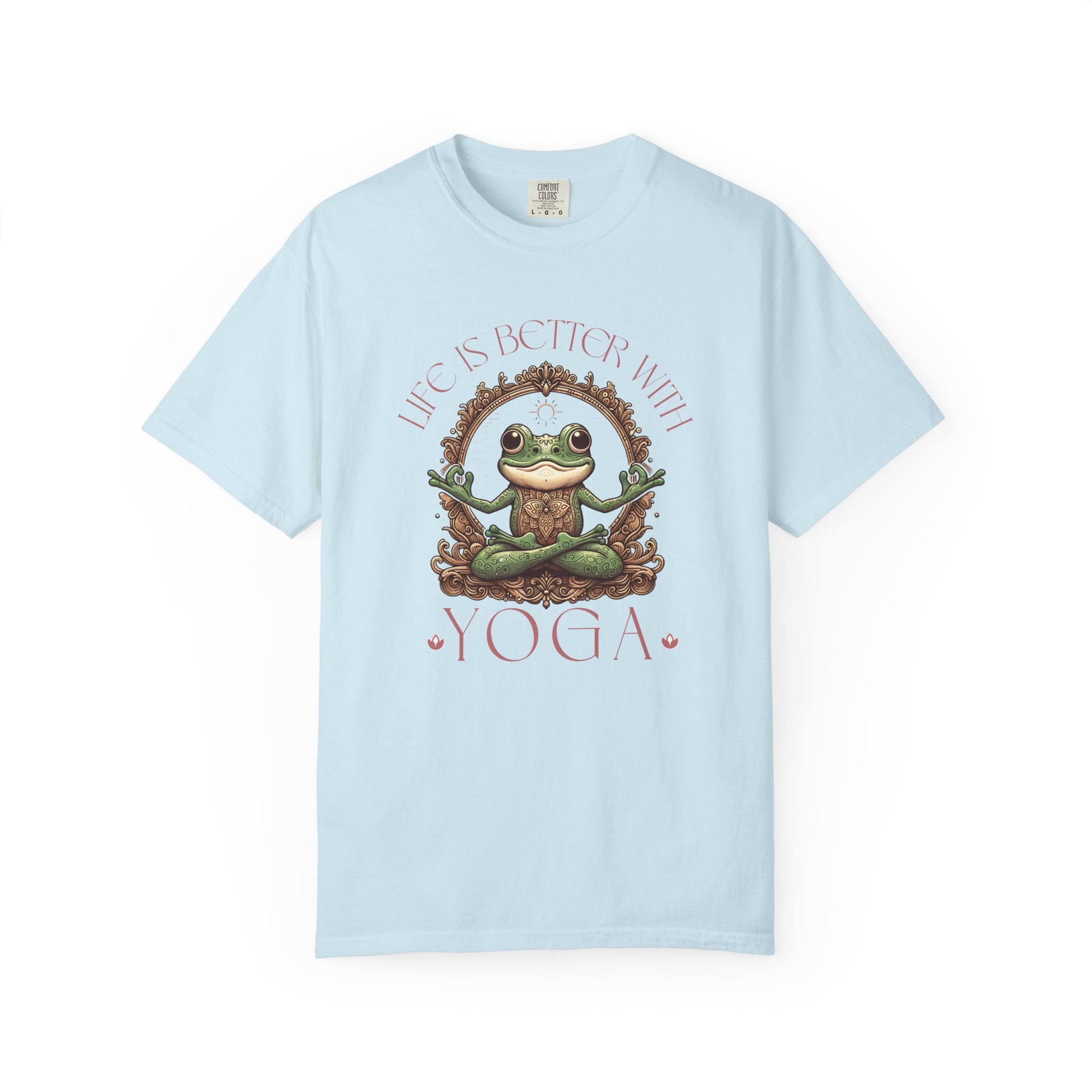 Yoga Frog Life Is Better With Yoga Unisex T-Shirt, Casual Wear, Highlander Fan Gift, T-Shirt Printify Chambray S