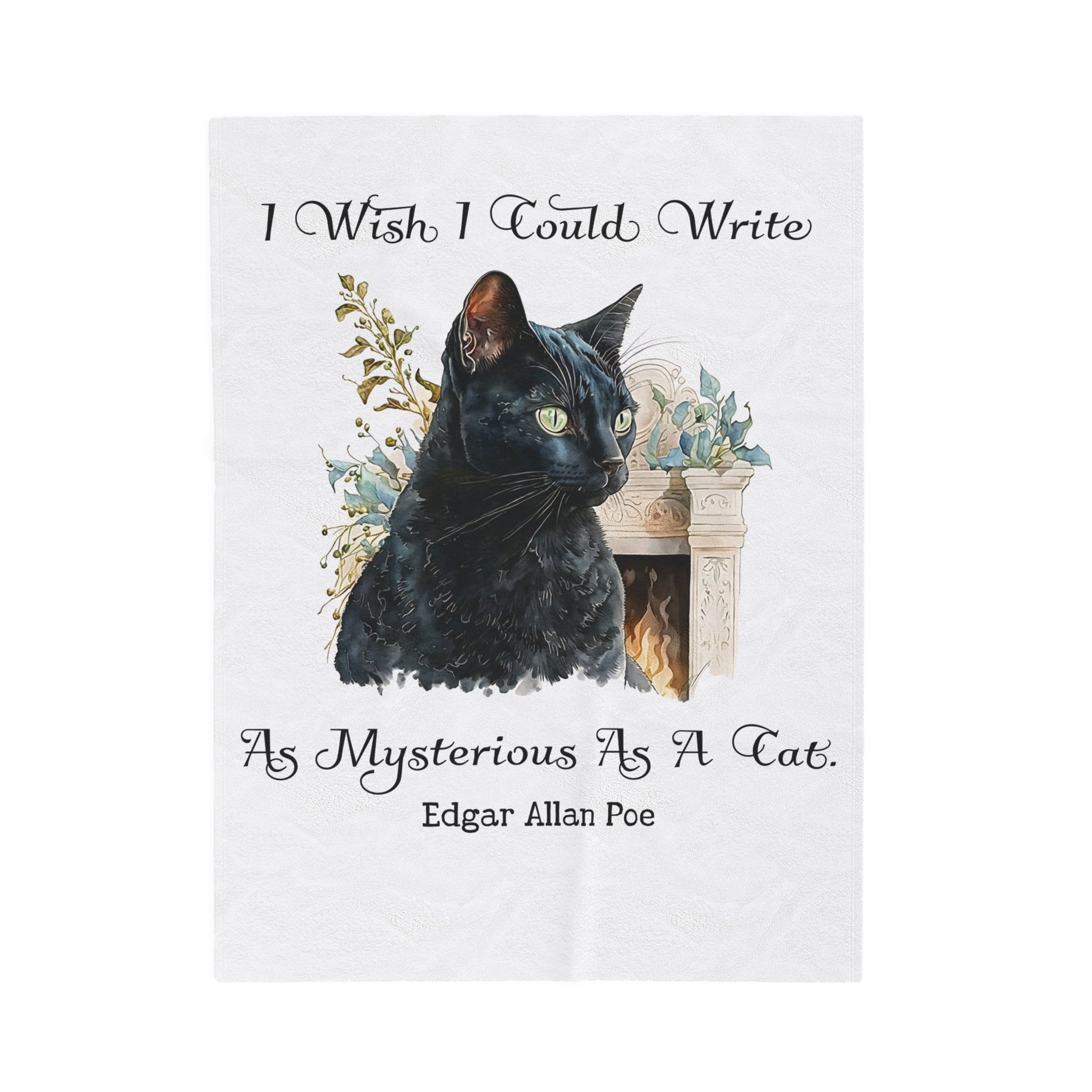 Edgar Allan Poe, The Black Cat Throw Blanket, Soft Book Lover Reading Blanket, Gothic Dark Academia, Horror Movie Watching Plush, Fairycore All Over Prints Printify 30" × 40"  