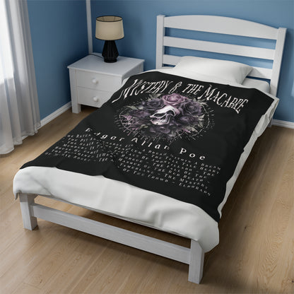 Edgar Allan Poe, Mystery & The Macbre Throw Blanket, Book Lover Reading Blanket, Gothic, Light, Dark Academia, Horror Movie Watching Blanket All Over Prints Printify   