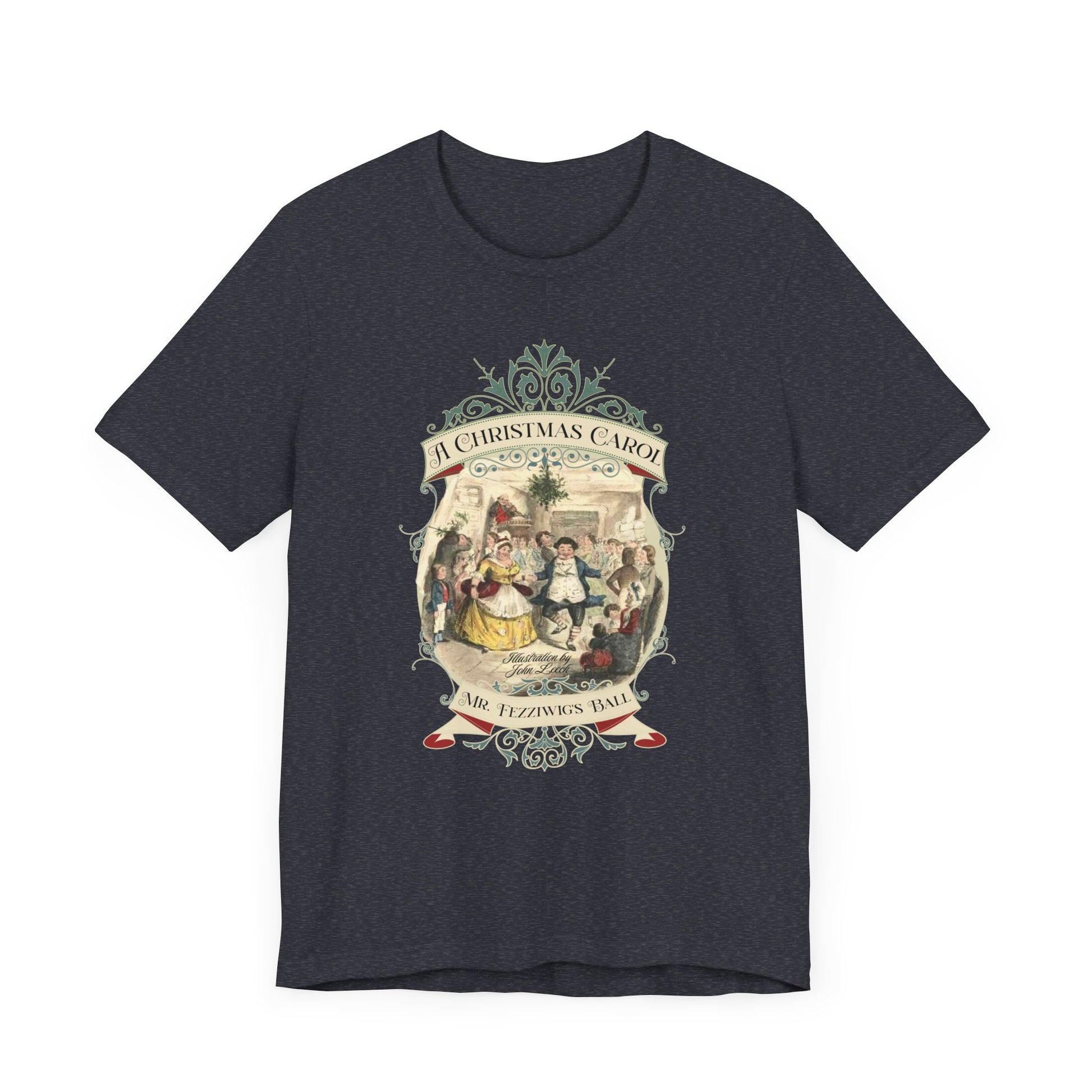 A Christmas Carol TShirt, Vintage Charles Dickens Victorian, Scrooge Fezziwig's Ball, Holiday Tradition X-Mas Movie T-shirt Bookish Christmas T-Shirt Printify   