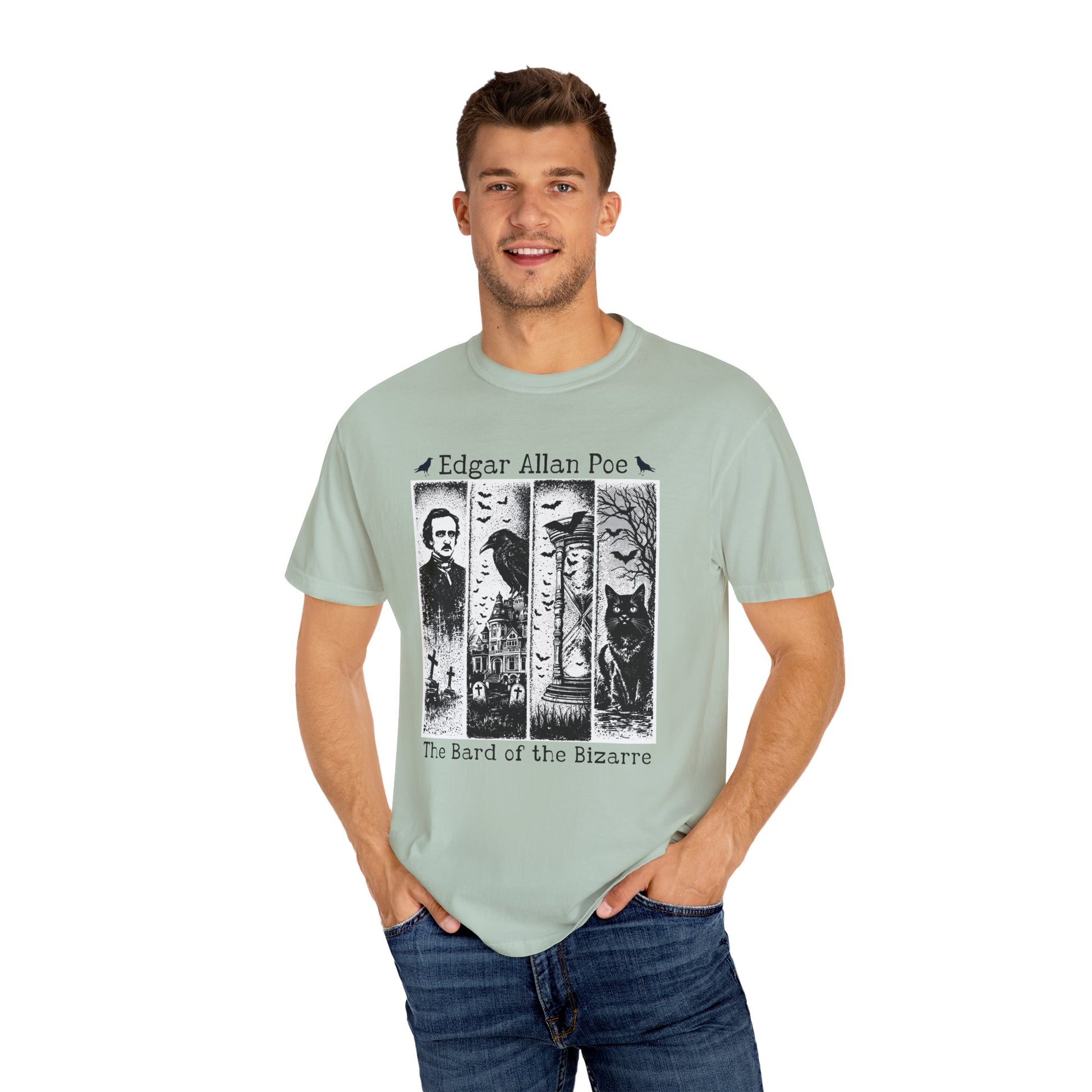 Edgar Allan Poe T-Shirt Gothic Graphic Tee The Raven Nevermore Quote Horror Literature Shirt Dark Academia Aesthetic Halloween Party Gift T-Shirt Printify
