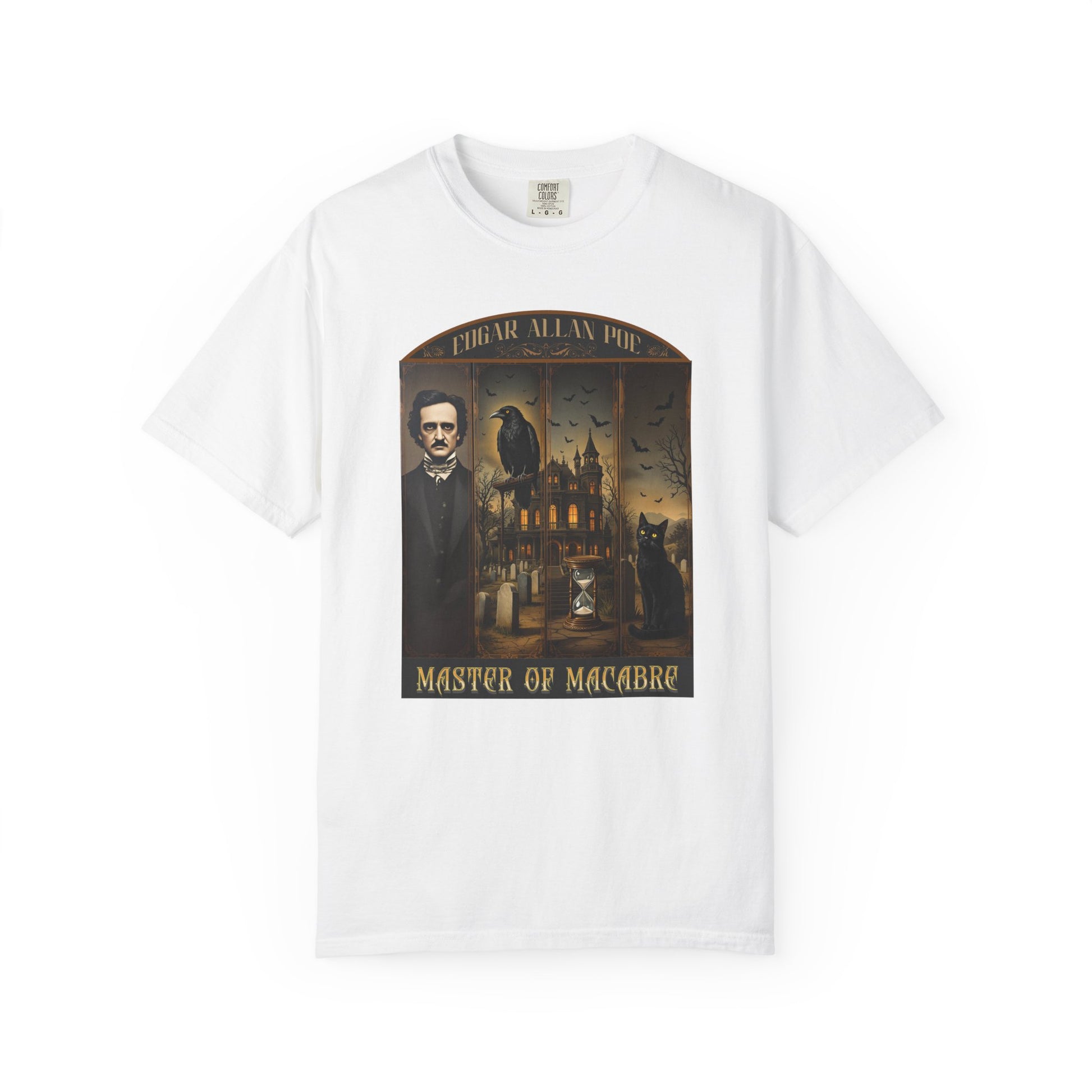 Edgar Allan Poe T-Shirt Gothic Graphic Tee The Raven Nevermore Quote Horror Literature Shirt Dark Academia Aesthetic Halloween Party Gift T-Shirt Printify White S