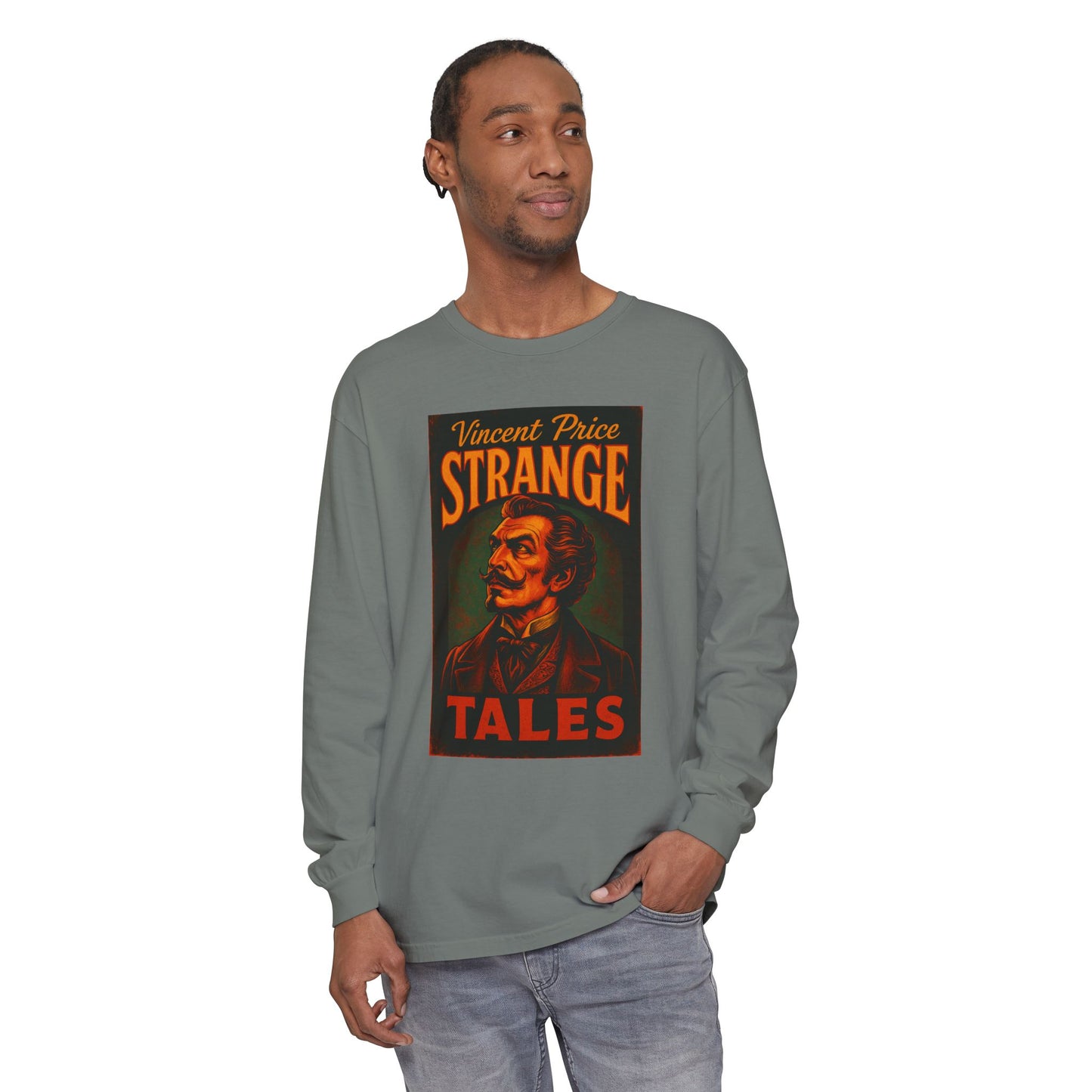 Vincent Price Strange Tales Long Sleeve T-Shirt, Vintage Horror Tee, Gothic Apparel, Halloween Costume, Retro Graphic Shirt Long-sleeve Printify