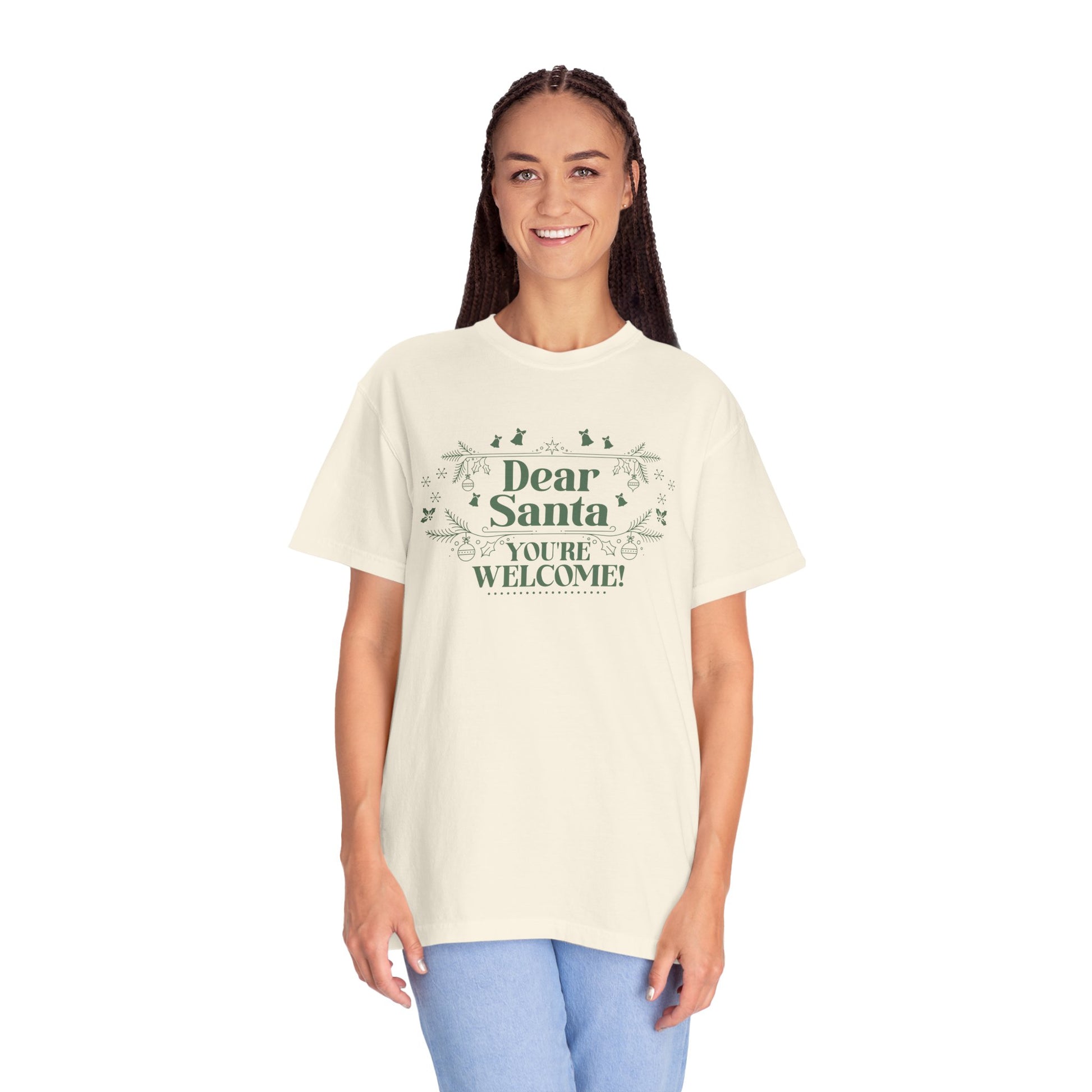 She Made Me Do It, You're Welcome Christmas T-Shirt, Funny Holiday Gift, Dear Santa Tee, Unisex Casual Wear, Festive Apparel T-Shirt Printify