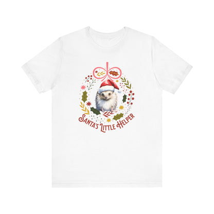 HedgeHog Christmas Shirt Cute Santa's Little Helper T-Shirt, Hedgehog Lover Gift, Merry Christmas Shirt, Country Christmas Animal Lover Gift T-Shirt Printify White XS 