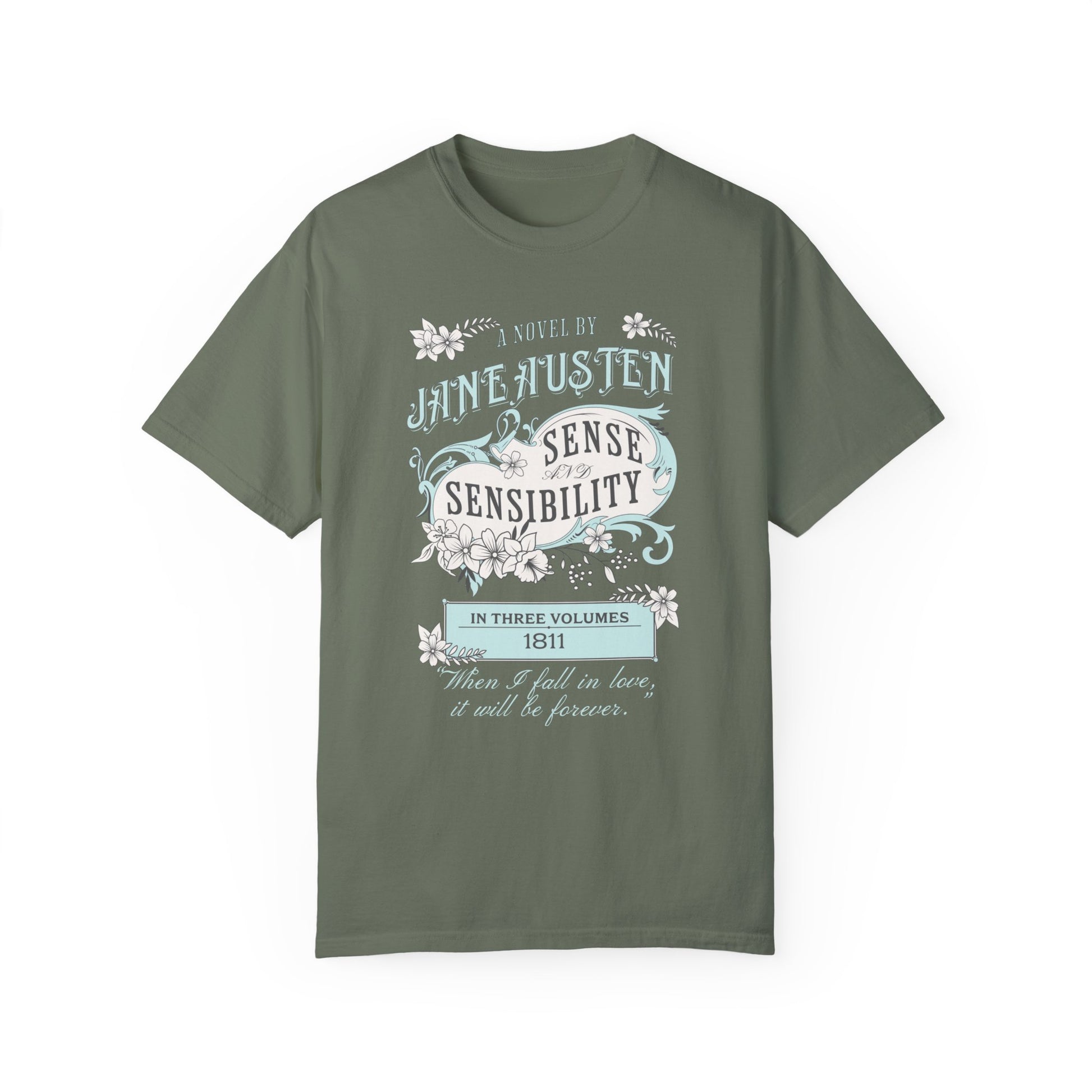 Sense and Sensibility Jane Austen Fan Gift Historical Romance Reader Tee T-Shirt Printify Moss S 