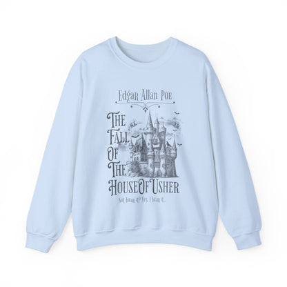 Edgar Allan Poe Sweatshirt Fall Of The House Of Usher Dark Academia Book Lover Gift Haunting Poetry Gothic Horror Merch Gift For Teacher Sweatshirt Printify S Light Blue 