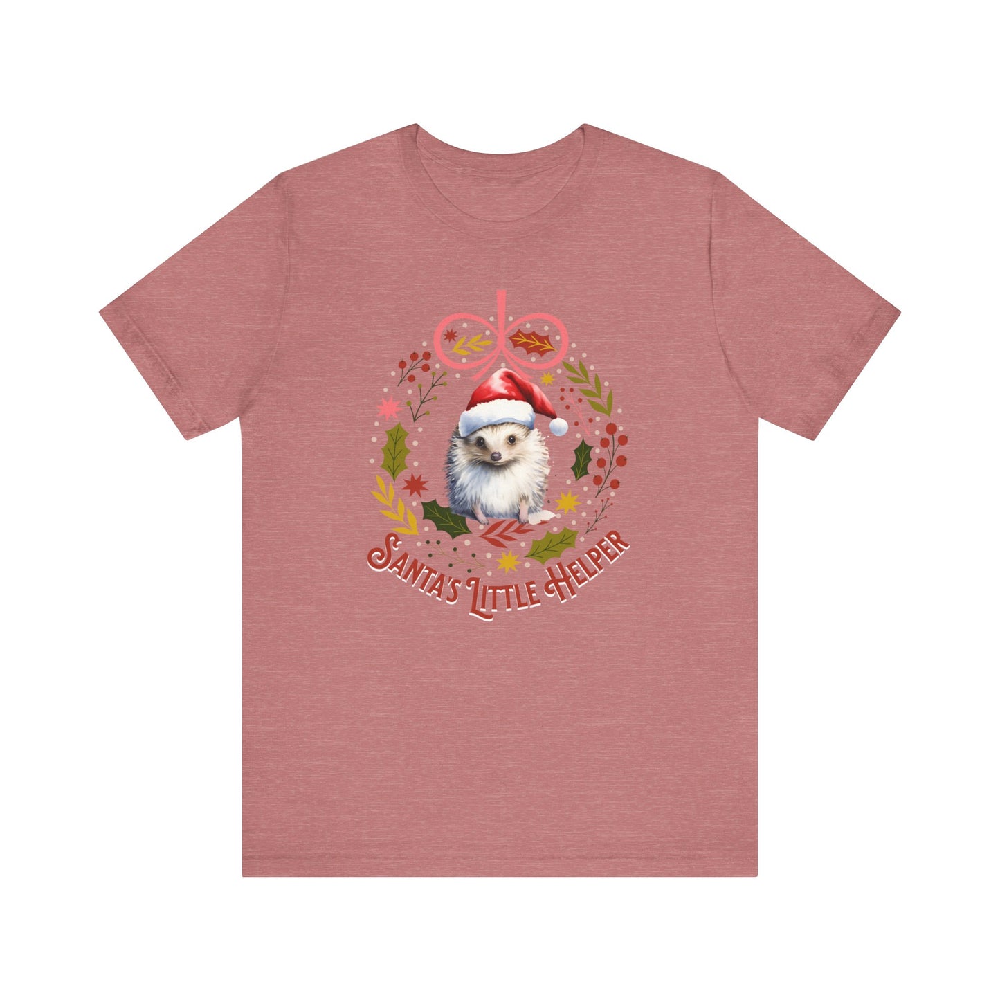 HedgeHog Christmas Shirt Cute Santa's Little Helper T-Shirt, Hedgehog Lover Gift, Merry Christmas Shirt, Country Christmas Animal Lover Gift T-Shirt Printify Heather Mauve XS 