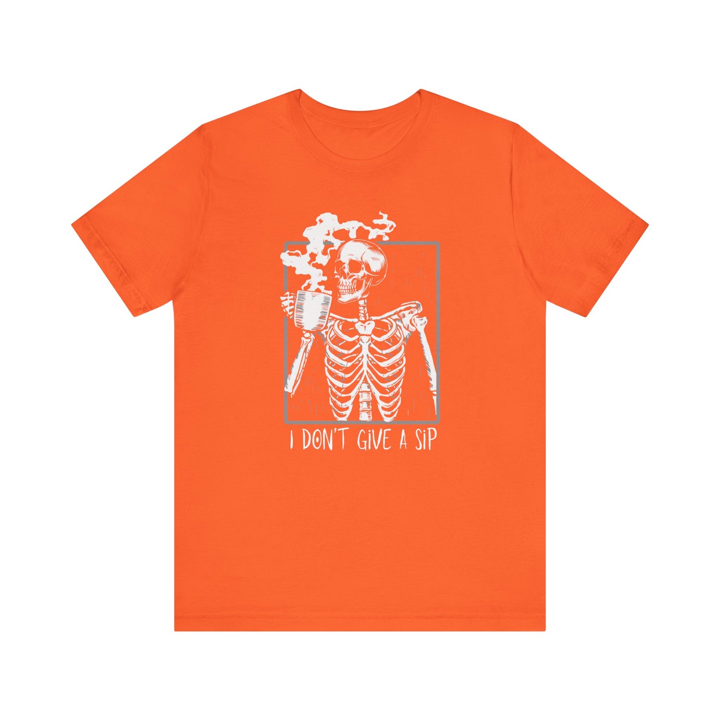 Halloween Skeleton TShirt, Funny Coffee Drinking Skeleton, Spooky Season Tee, Trick or Treating Shirt, Halloween Party T-Shirt, T-Shirt Printify Orange XS 