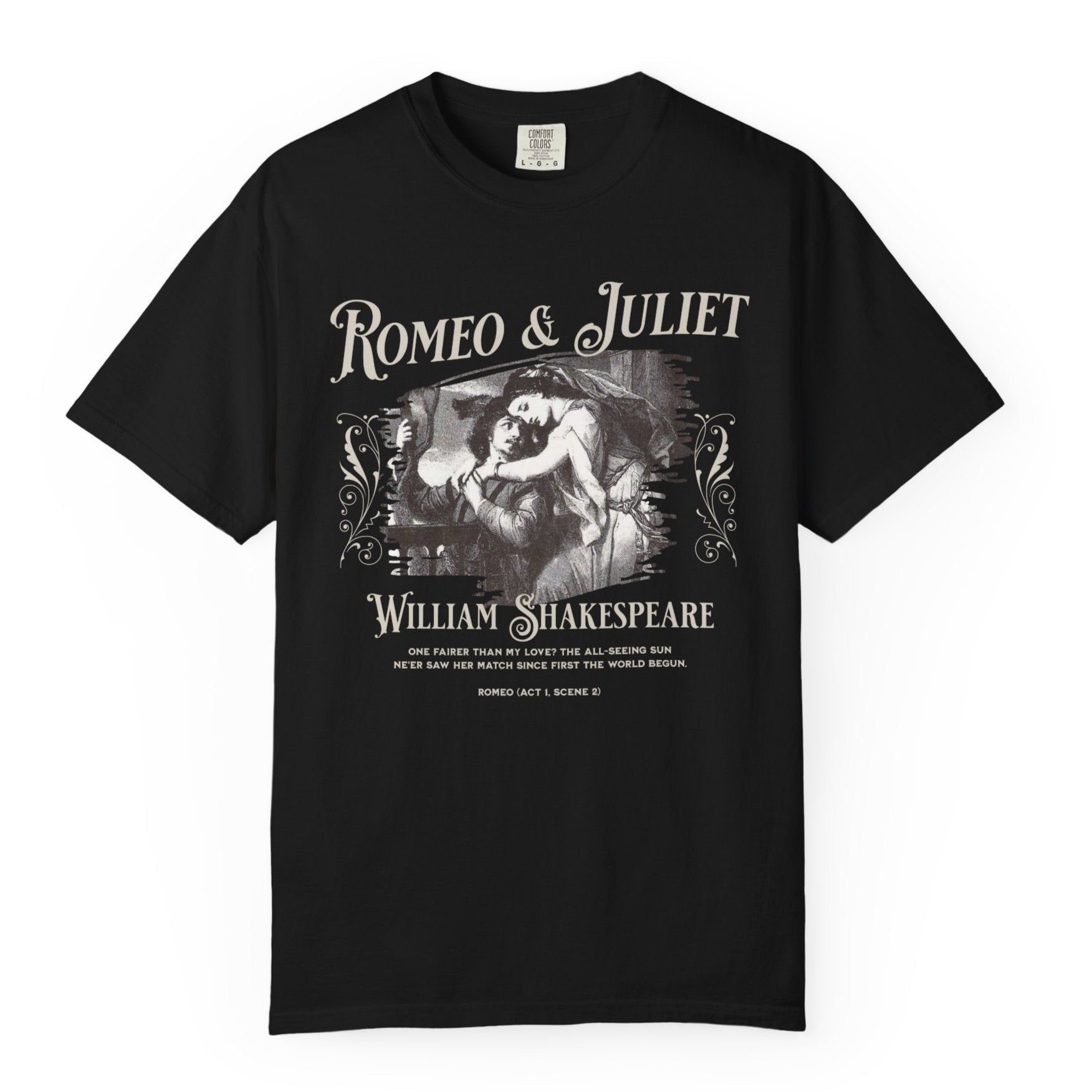 Romeo And Juliet TShirt Gift For William Shakespeare Fan Theatre Lovers Shirt Dark Academia Gift Bookish Merch Playwrite Actor Gift T-Shirt Printify Black S