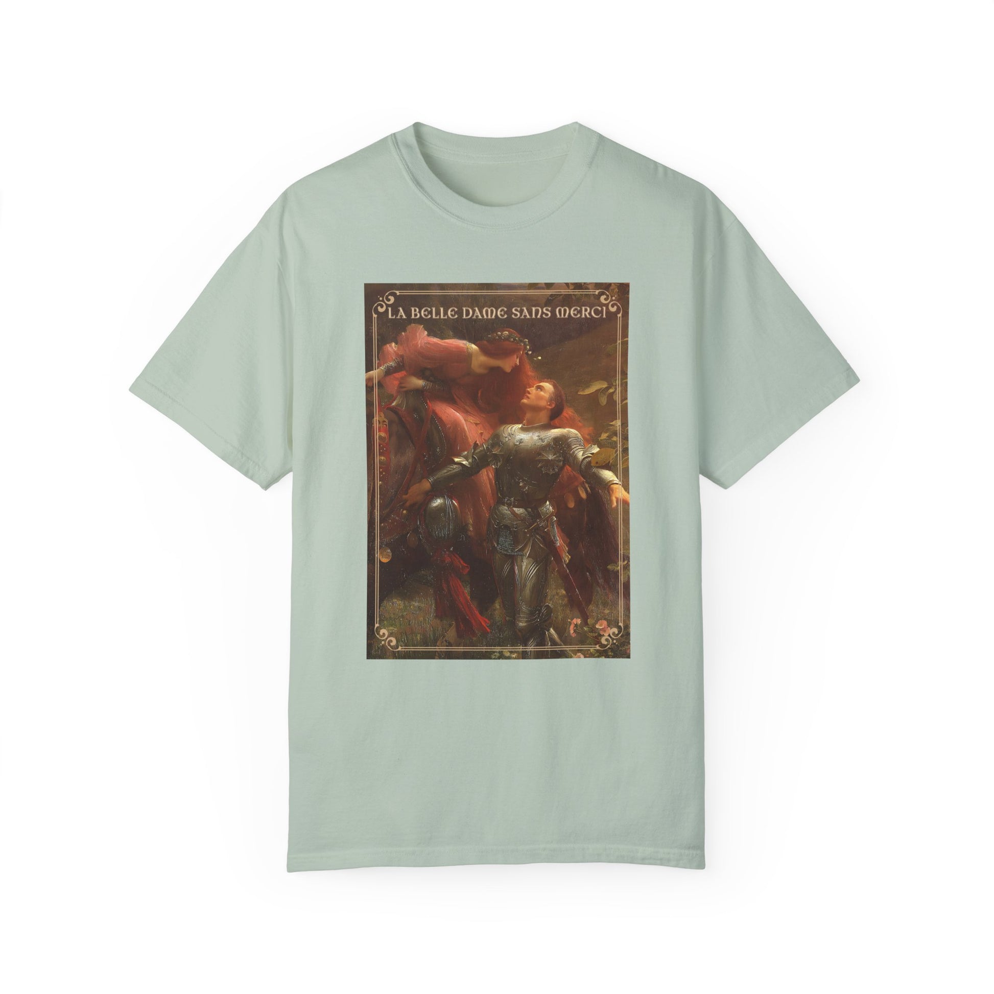 La Belle Dame Sans Merci Print T-Shirt Renaissance Renfaire Theme Merch Perfect Comfortable Medieval Festival Shirt Art History Lover Gift T-Shirt Printify Bay S