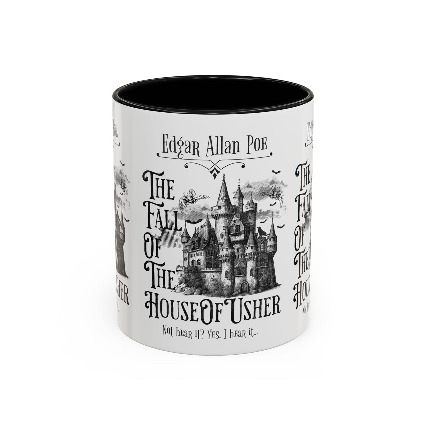 Edgar Allan Poe Coffee Mug,  Fall of the House of Usher, Spooky Halloween Coffee or Tea Mug, Haunting Horror Movie Gift for Halloween Mug Printify 11oz Black 