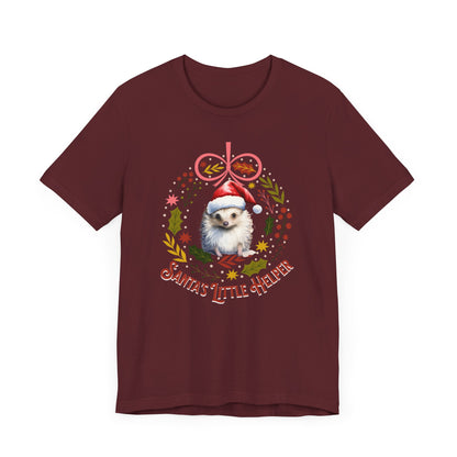 HedgeHog Christmas Shirt Cute Santa's Little Helper T-Shirt, Hedgehog Lover Gift, Merry Christmas Shirt, Country Christmas Animal Lover Gift T-Shirt Printify   