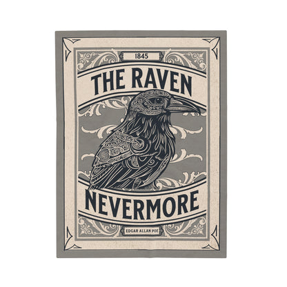 Edgar Allan Poe, Nevermore The Raven Throw Blanket, Book Lover Reading Blanket, Gothic Light, Dark Academia, Horror Movie Watching Blanket All Over Prints Printify 30" × 40"  