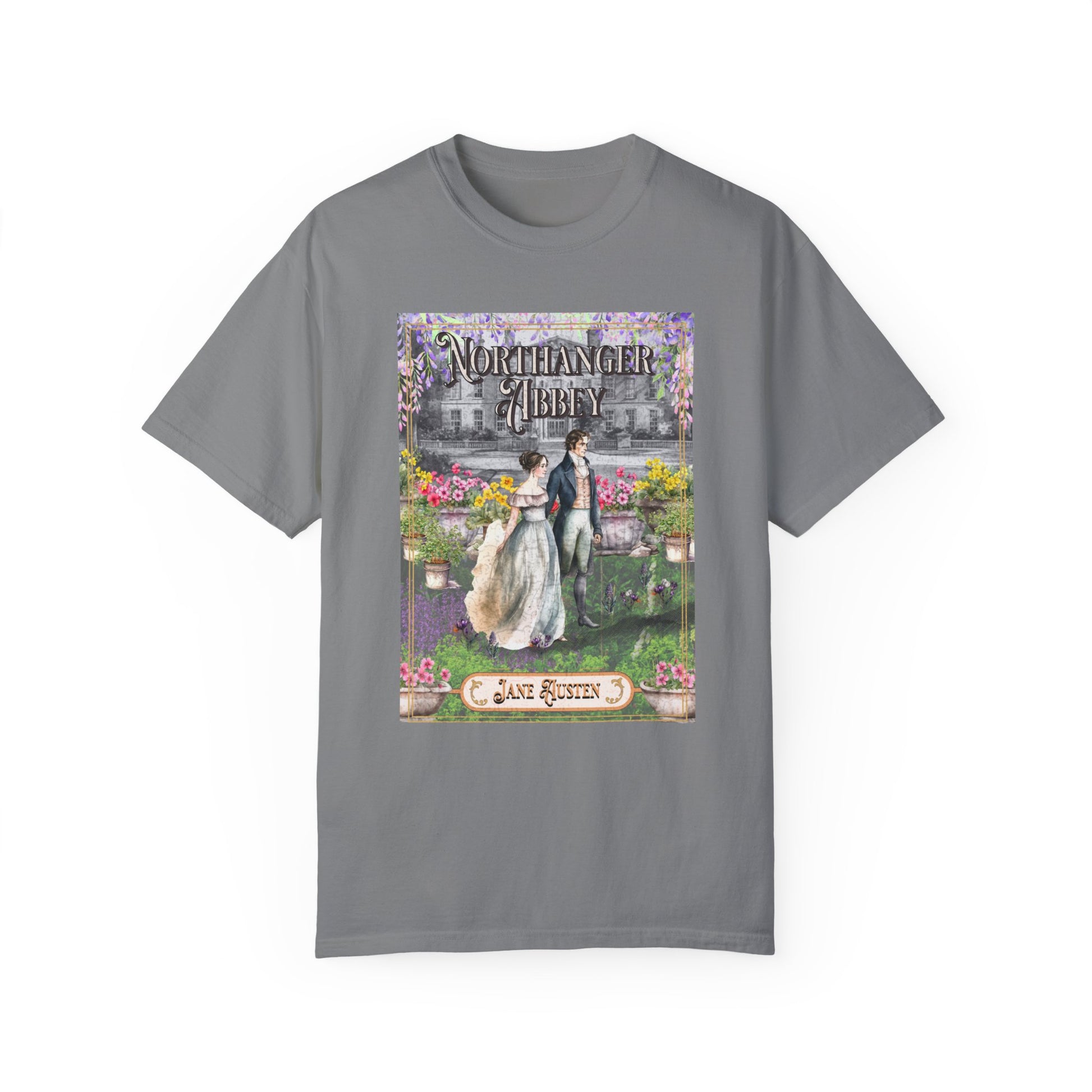 Jane Austen Comfort Colors TShirt, Northanger Abbey Historical Romance, Bookish Literary Jane Austen Fan Art Gift, Gift for Her Bookclub Tee T-Shirt Printify Grey S 