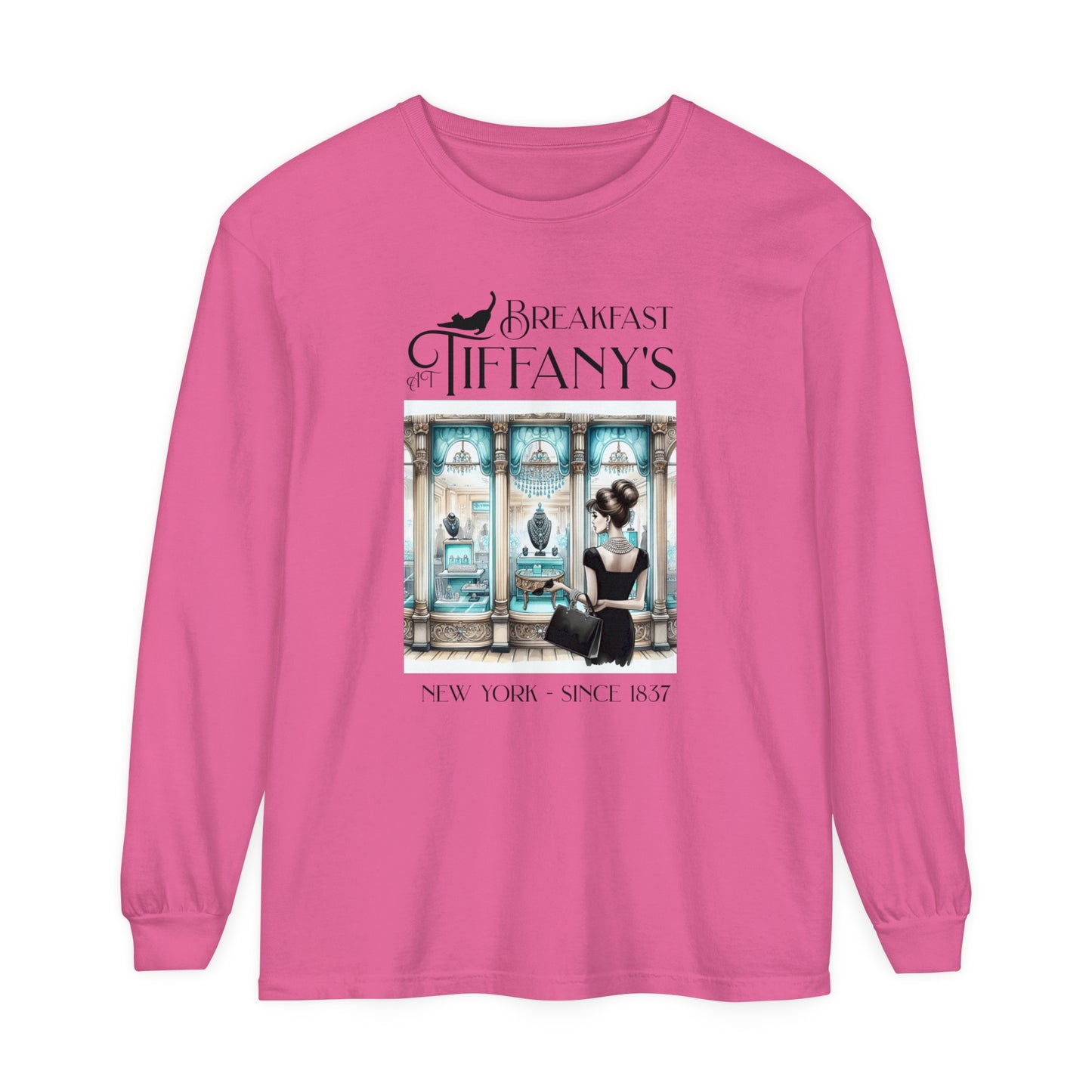 Breakfast at Tiffany's Shirt Audrey Hepburn Gift Girls Weekend Trip Shirt Gift for Bridal Shower Birthday Gift Party Favors Cruise T Shirt Long-sleeve Printify Crunchberry S 