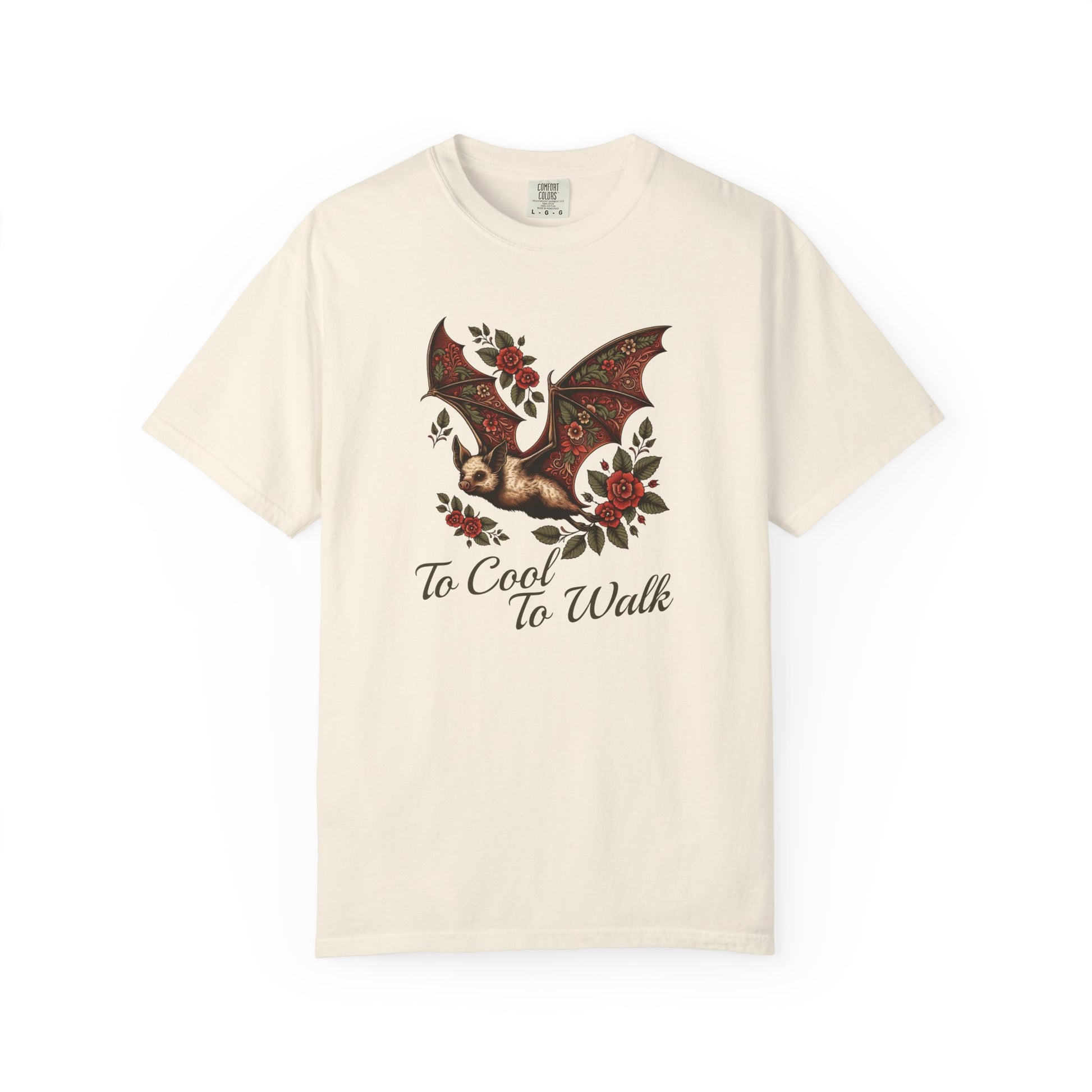 Bat Retro Goth TShirt Vintage Grunge Style Bat Shirt For Halloween Party Spooky Vibes Witchy Dark Academia Comfort Colors Oversized Shirt T-Shirt Printify Ivory S