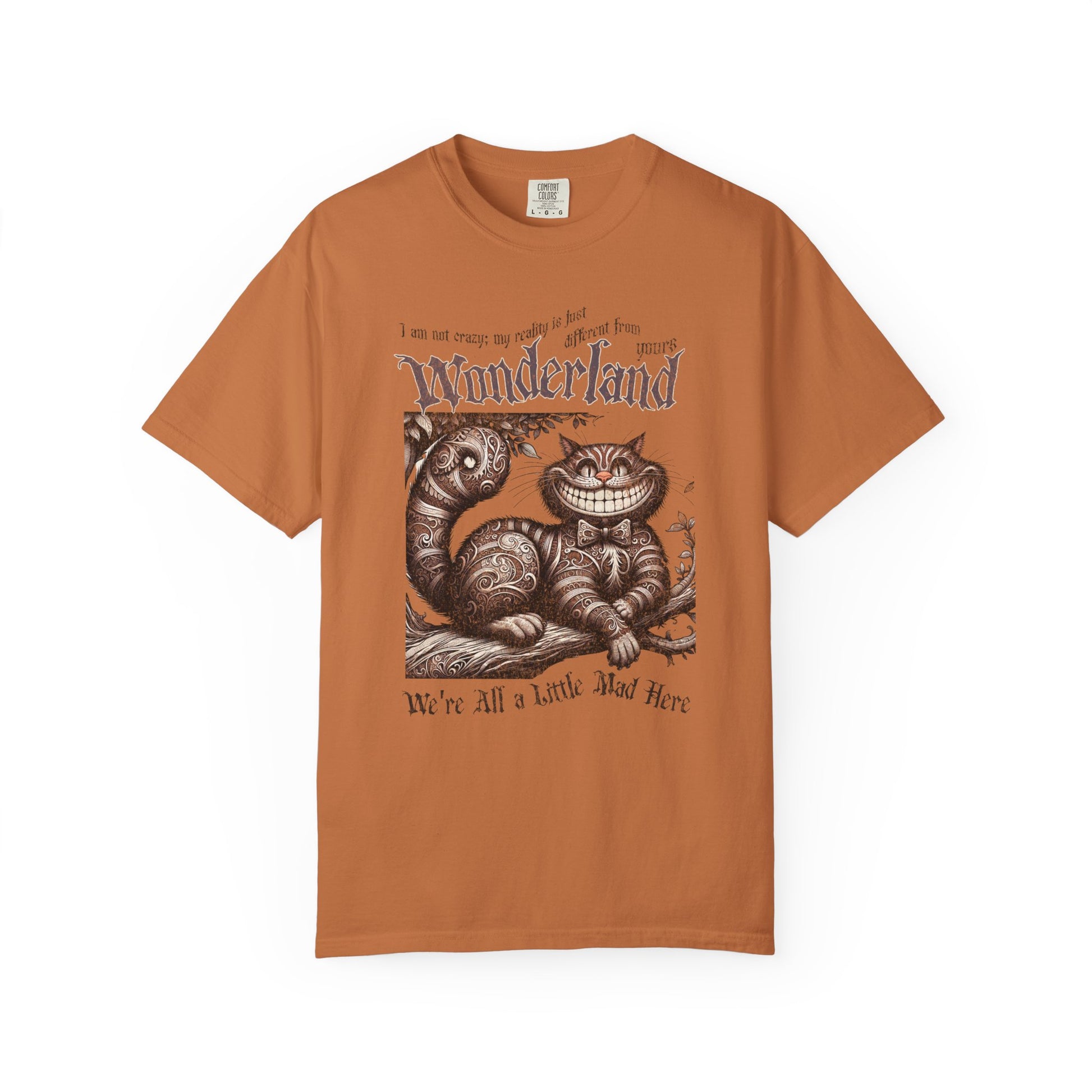 Cheshire Cat Alice in Wonderland TShirt Comfort Colors Oversized T-Shirt Dark Academia Mad Hatter Tea Party Bookish Book Lover Booktok Gift T-Shirt Printify Yam S