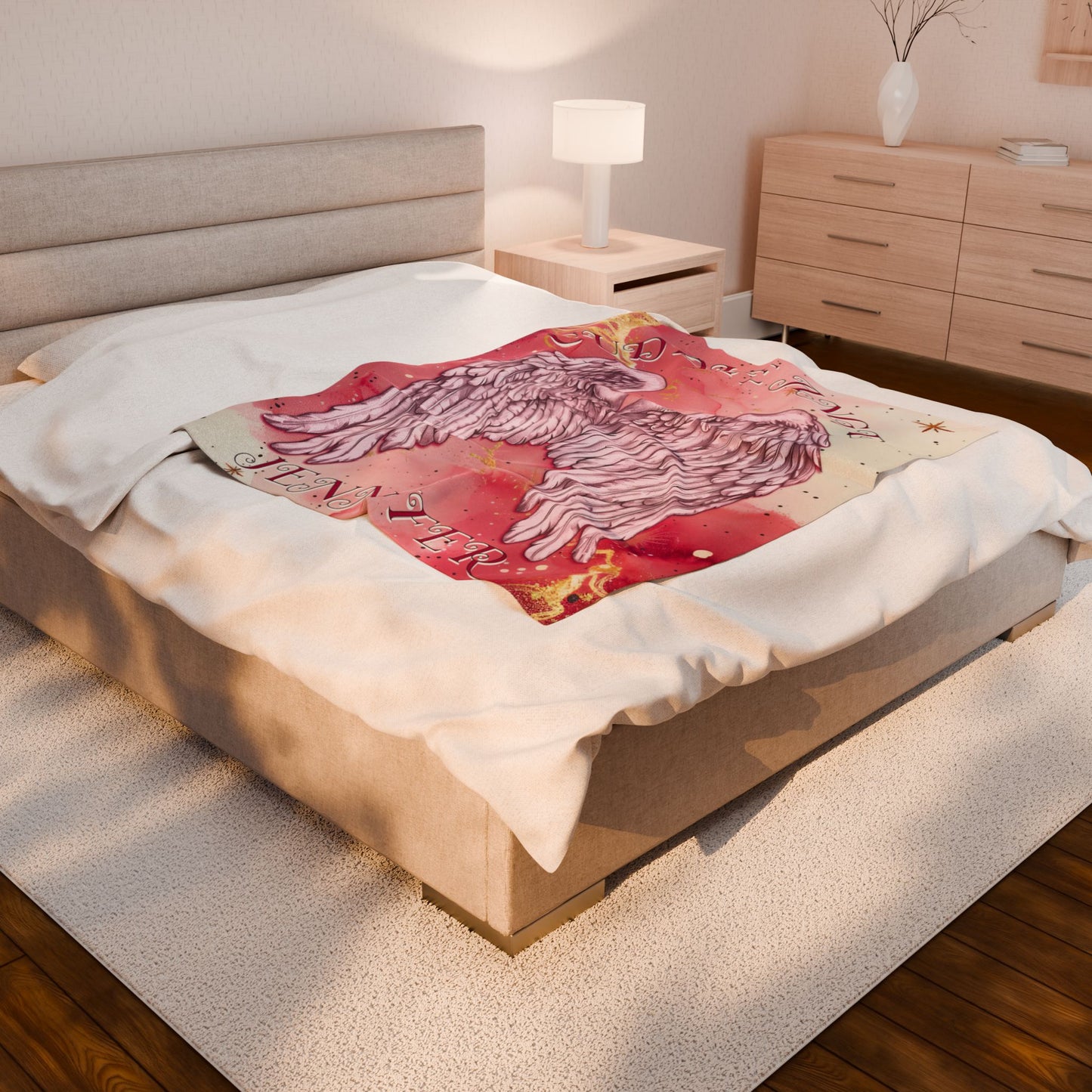 Custom Angel Wings Cuddle Plush Blanket Cozy Throw for Spiritual Gift for Birthday Christmas Gift for Mom or Best Girl Friends Angelic Love All Over Prints Printify