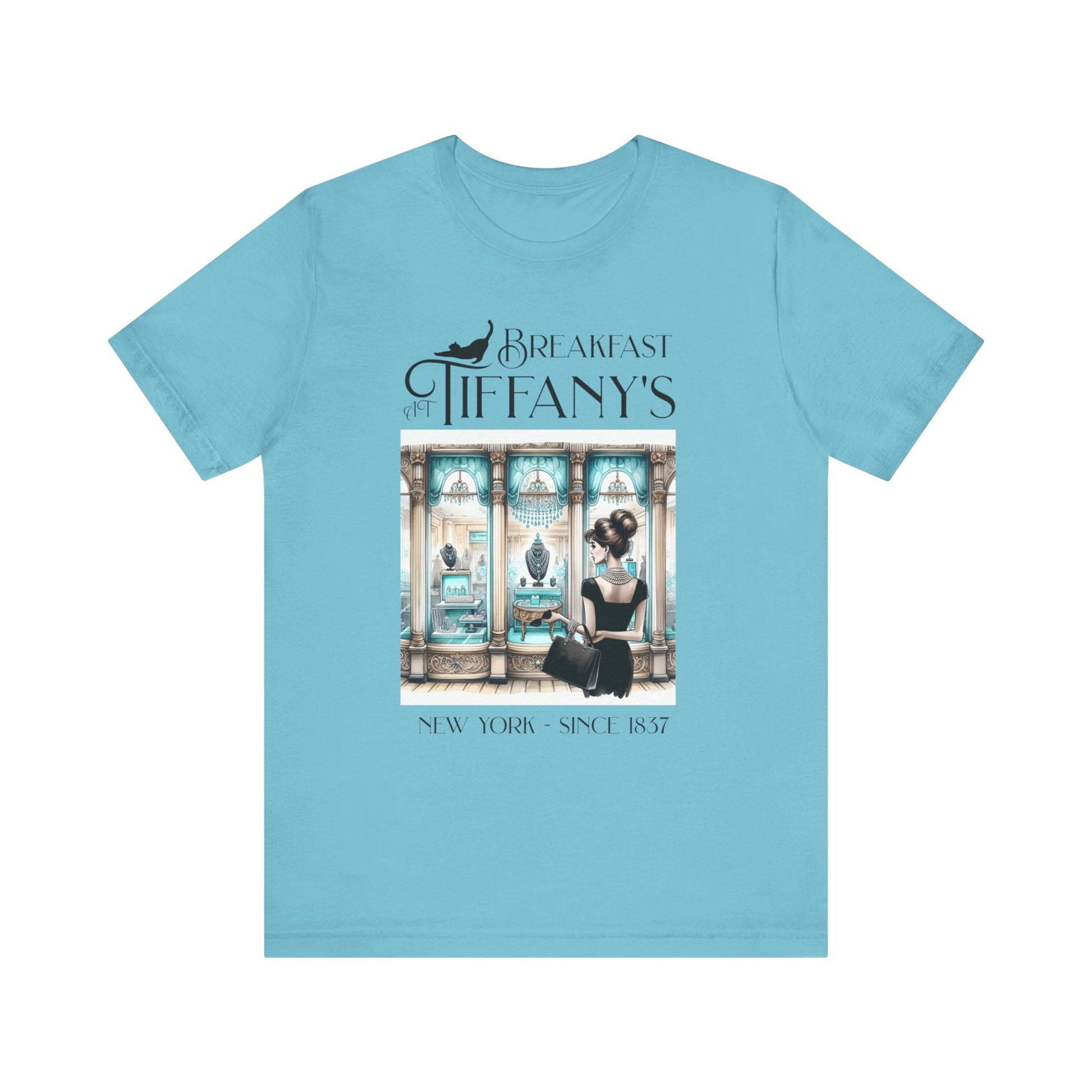 Breakfast at Tiffany's T-Shirt Audrey Hepburn Gift Girls Weekend Trip Shirt Gift for Bridal Shower Birthday Gift Party Favors Cruise T Shirt T-Shirt Printify Turquoise S 