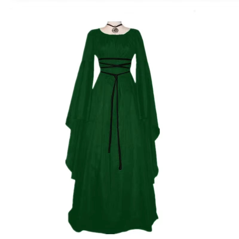 The Aoife Renaissance Medieval Maxi Dress With Long Flared Sleeves Jenny Meadow