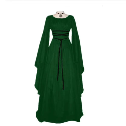 The Aoife Renaissance Medieval Maxi Dress With Long Flared Sleeves Jenny Meadow