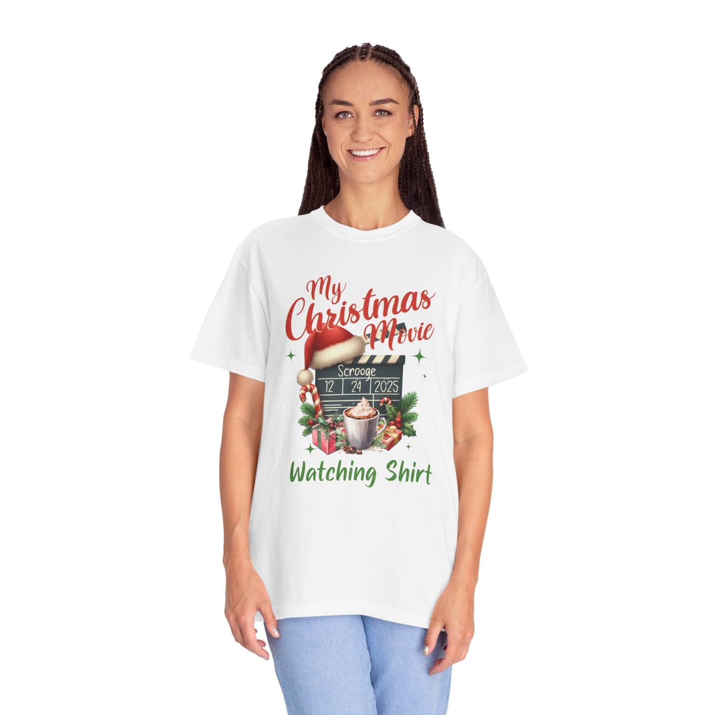 Custom Christmas Movie Watching Shirt, Holiday Movie Sweatshirt, Funny Gift For Her, Festive Shirts, Family Group Shirts, Xmas Keepsake Gift T-Shirt Printify