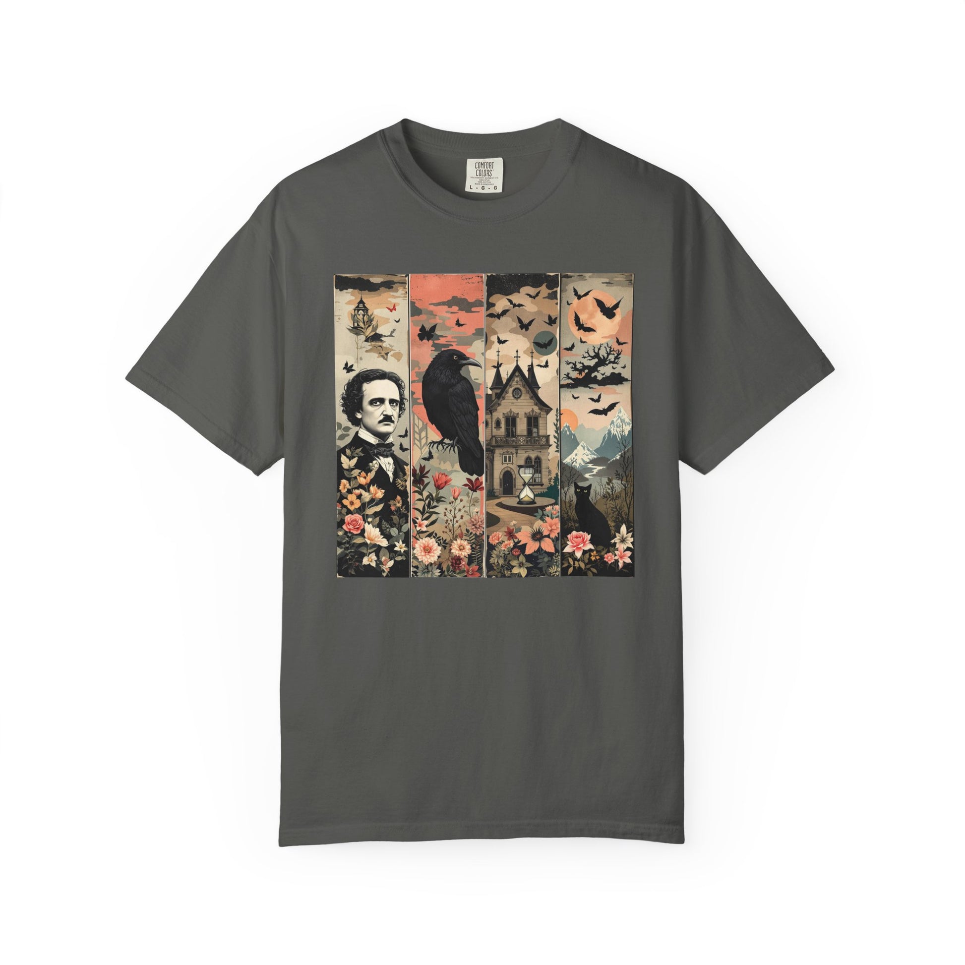 Edgar Allan Poe T-Shirt Gothic Graphic Tee The Raven Nevermore Quote Horror Literature Shirt Dark Academia Aesthetic Halloween Party Gift T-Shirt Printify Pepper S