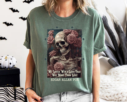 Edgar Allan Poe T-Shirt, Annabel-Lee Novel Vintage Book, Reading Lover Shirt, Halloween, Gothic, Light Academia Gift, Comfort Colours TShirt T-Shirt Printify   