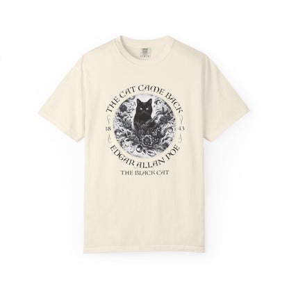 Gothic Cat TShirt Edgar Allan Poe The Black Cat Dark Academia Cottagecore Aesthetic Book Lover Gift Haunting Apparel Halloween Fall Tee T-Shirt Printify Ivory S