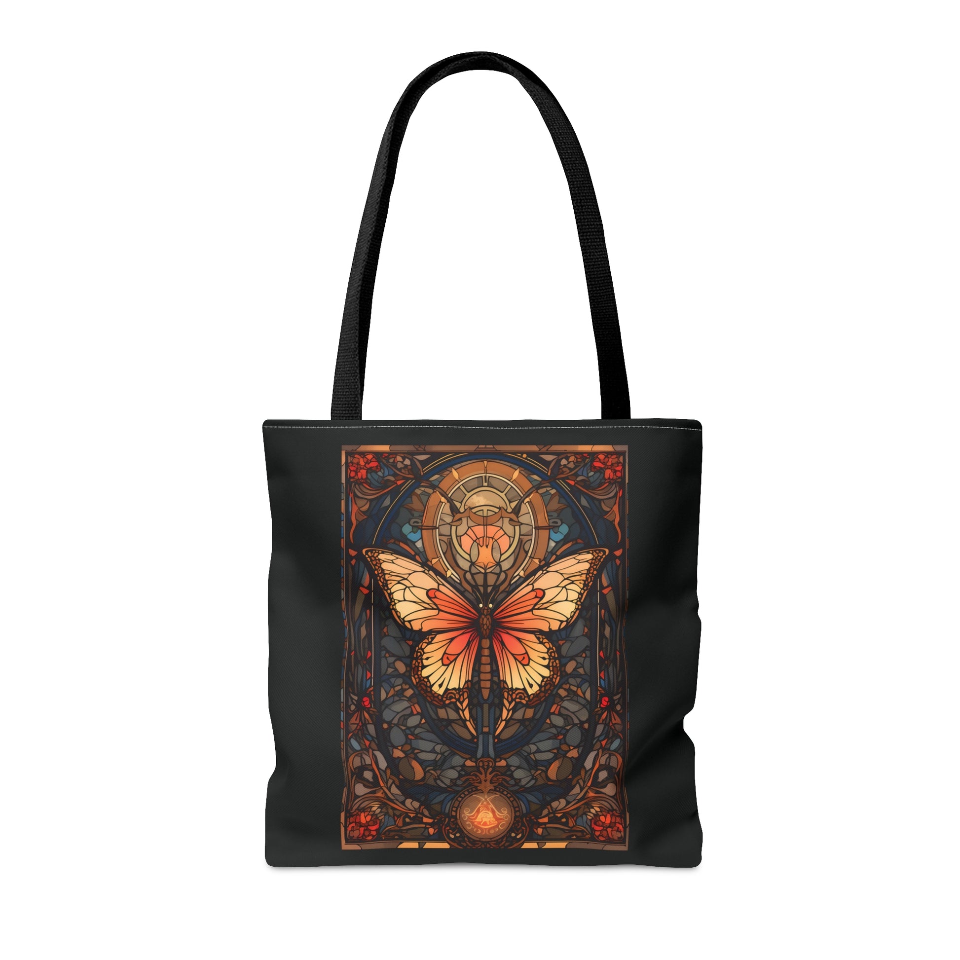 Stained Glass Butterfly Tote Bag, Pretty Tarot Card Shoulder Bag, Book, Library, Grocery, Travel Bag, Dark Academia, Bookish Bookclub Gift, Bags Printify   