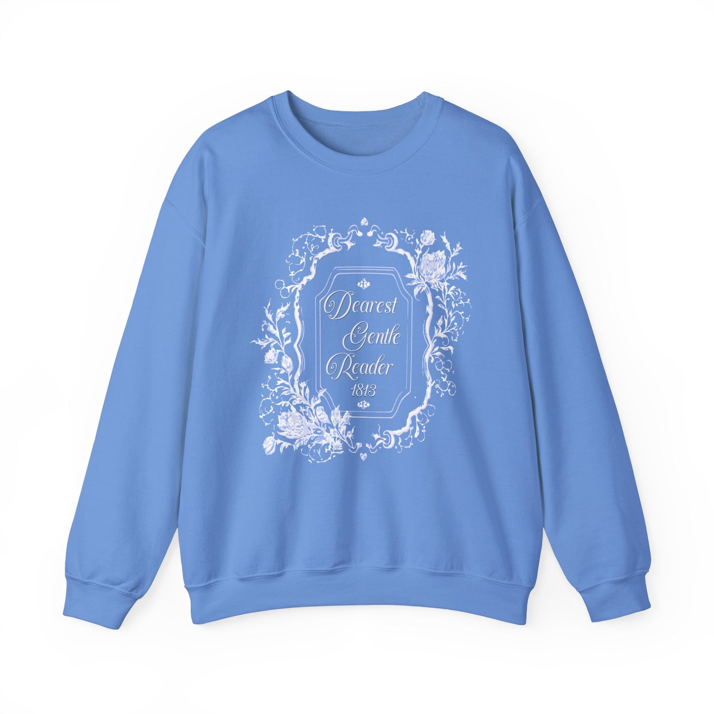 Dearest Gentle Reader Sweatshirt Regency England Ton Society Papers Gift For Historical Romance Fan Drama Romance Reader Gift Bookclub Gift Sweatshirt Printify S Carolina Blue 