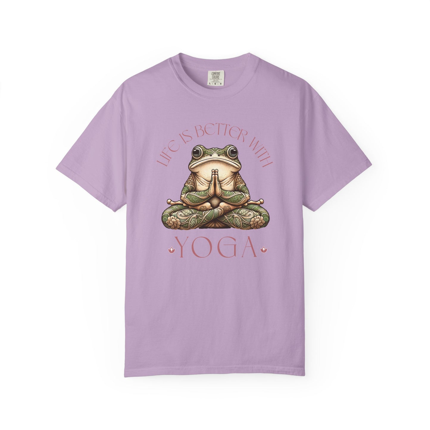 Pink Yoga Frog Life Is Better With Yoga Unisex T-Shirt, Casual Wear, Highlander Fan Gift, T-Shirt Printify Orchid S