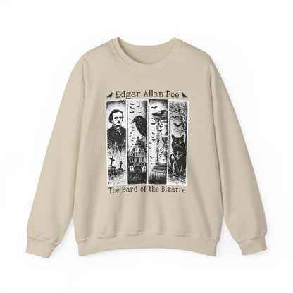 Edgar Allan Poe Sweatshirt The Raven Nevermore Gothic Horror Sweater Dark Academia Macabre Halloween Gift for Book Lovers Birthday Christmas Sweatshirt Printify Sand S