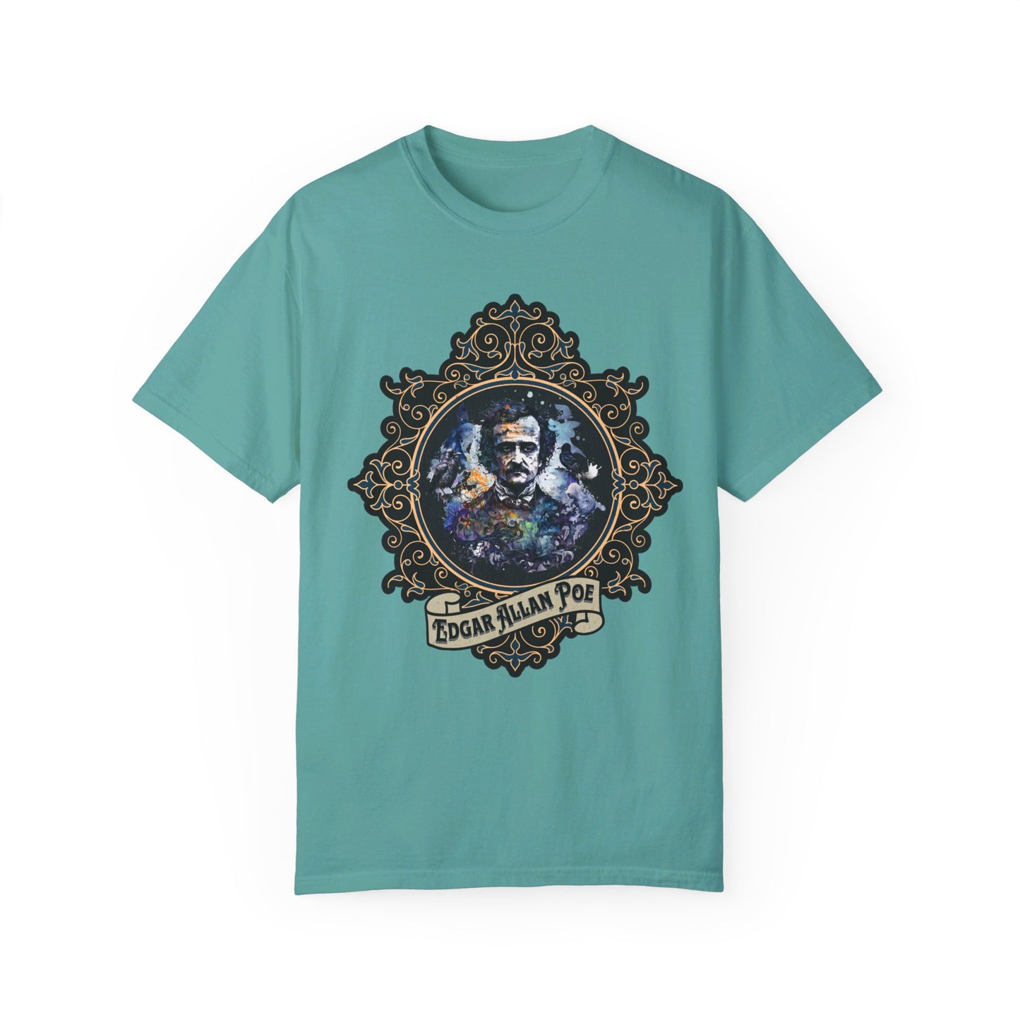 Edgar Allan Poe Shirt, Poet, Poetry Lover Tee, Book, Reading Lover Shirt, Halloween, Gothic, Light Academia Gifts, Comfort Colours TShirt T-Shirt Printify Seafoam S 