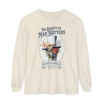 Alice in Wonderland Long Sleeve Shirt, Vintage Lewis Carroll The Mad Hatter TShirt, Tea Party, Queen of Hearts Bookish Booktok Academia Gift Long-sleeve Printify Ivory S 