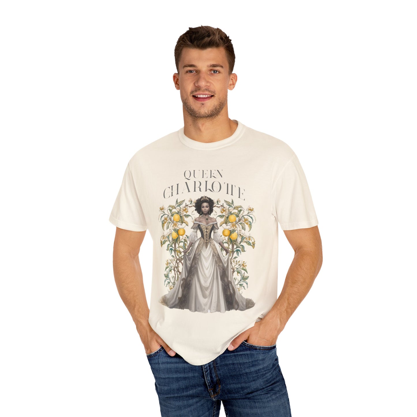 Queen Charlotte T-Shirt Literary Regency Period Tee Historical Drama Series Watching Spilling The Tea Theme Gift for Her Birthday Christmas T-Shirt Printify