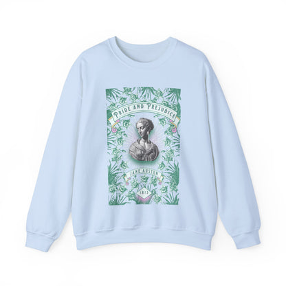 Jane Austen Sweatshirt, Pride & Prejudice Historical Romance Sweater, Bookish Literary Jane Austen Fan Art Gift, Gift for Her, Readers, Sweatshirt Printify S Light Blue 