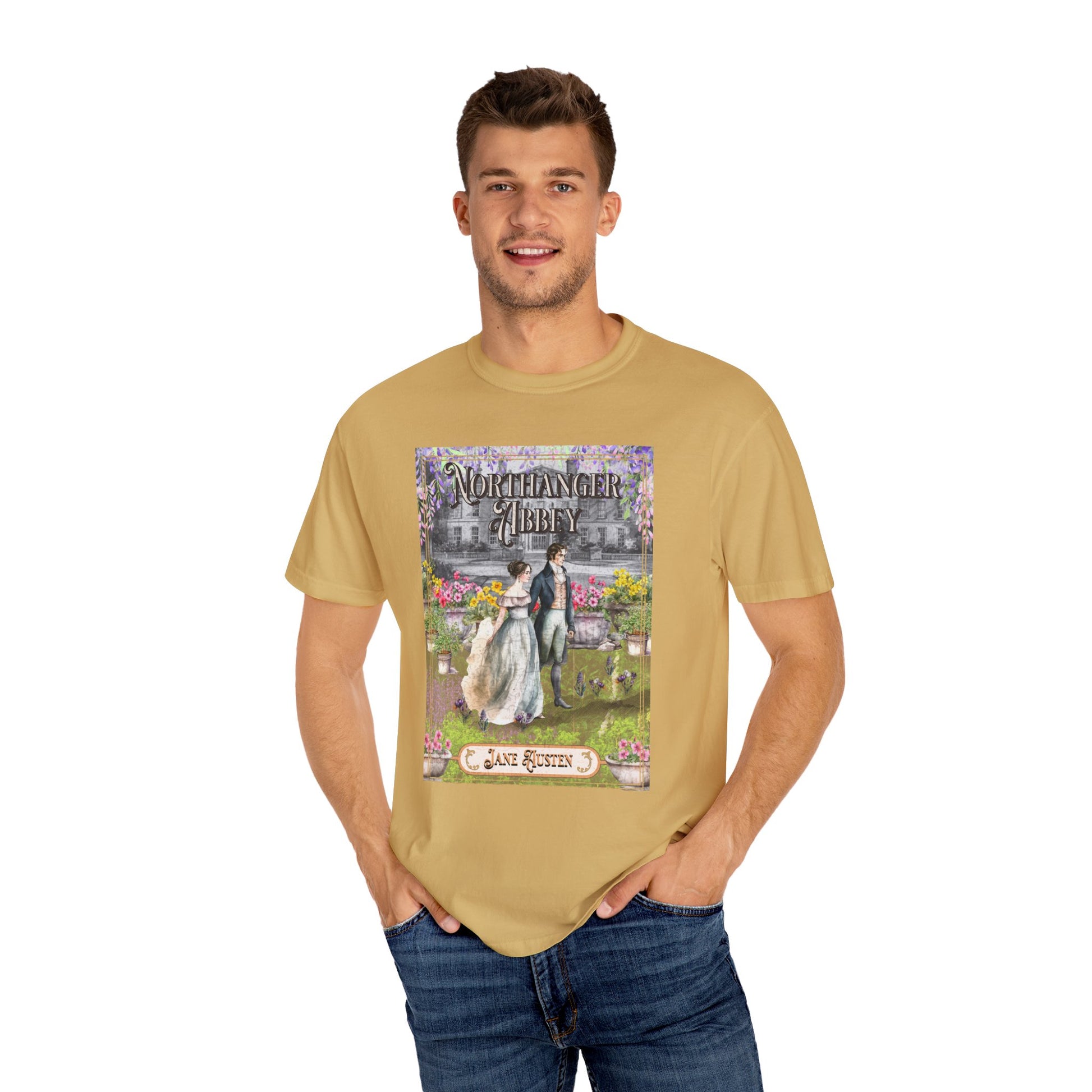 Jane Austen Comfort Colors TShirt, Northanger Abbey Historical Romance, Bookish Literary Jane Austen Fan Art Gift, Gift for Her Bookclub Tee T-Shirt Printify   