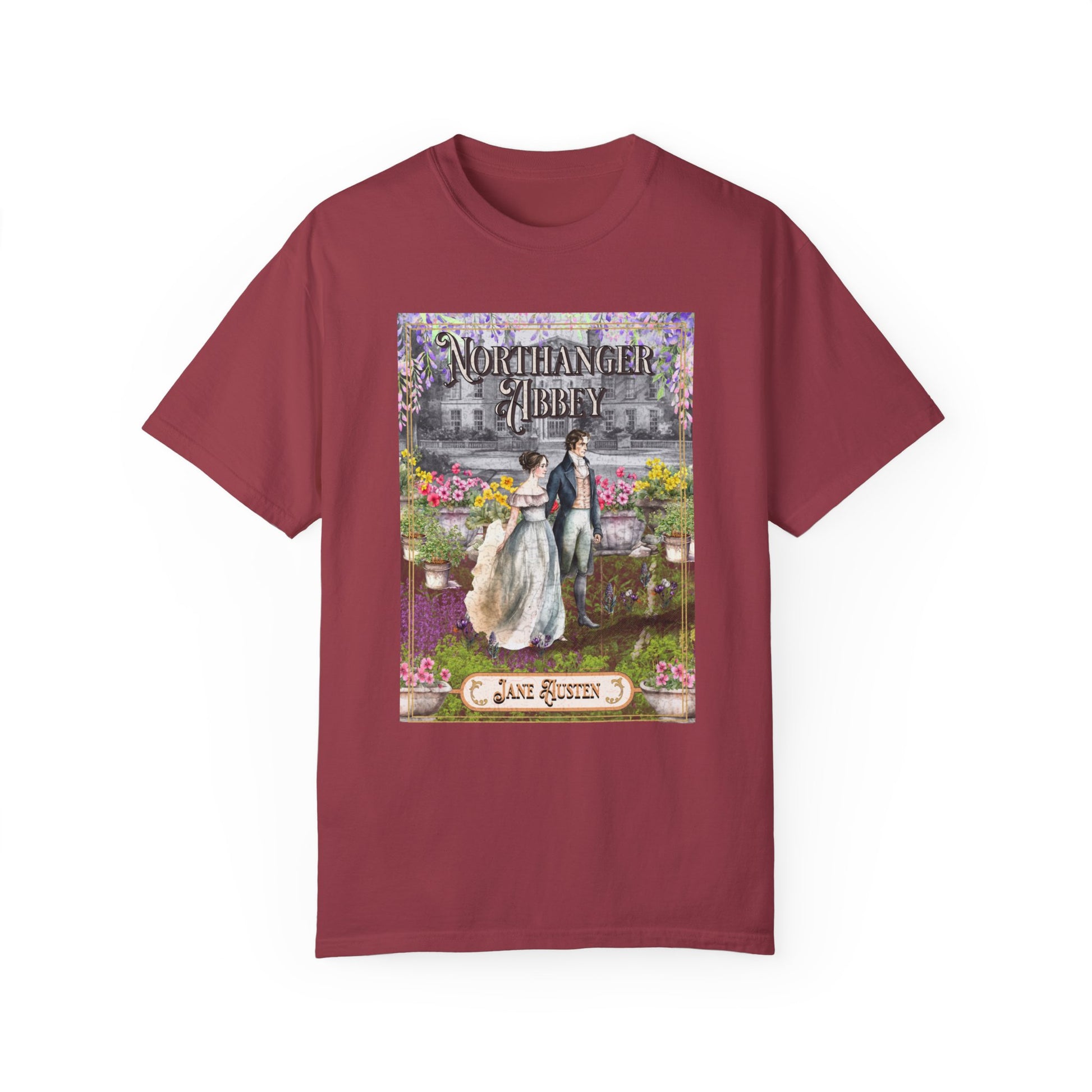 Jane Austen Comfort Colors TShirt, Northanger Abbey Historical Romance, Bookish Literary Jane Austen Fan Art Gift, Gift for Her Bookclub Tee T-Shirt Printify Chili S 