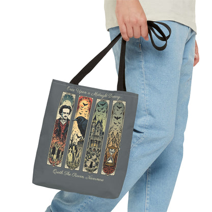 Edgar Allan Poe Tote Bag Gothic Literary Gift for Book Lover Dark Academia Macabre Accessory Halloween Tote Fall School Bag for Poetember Bags Printify