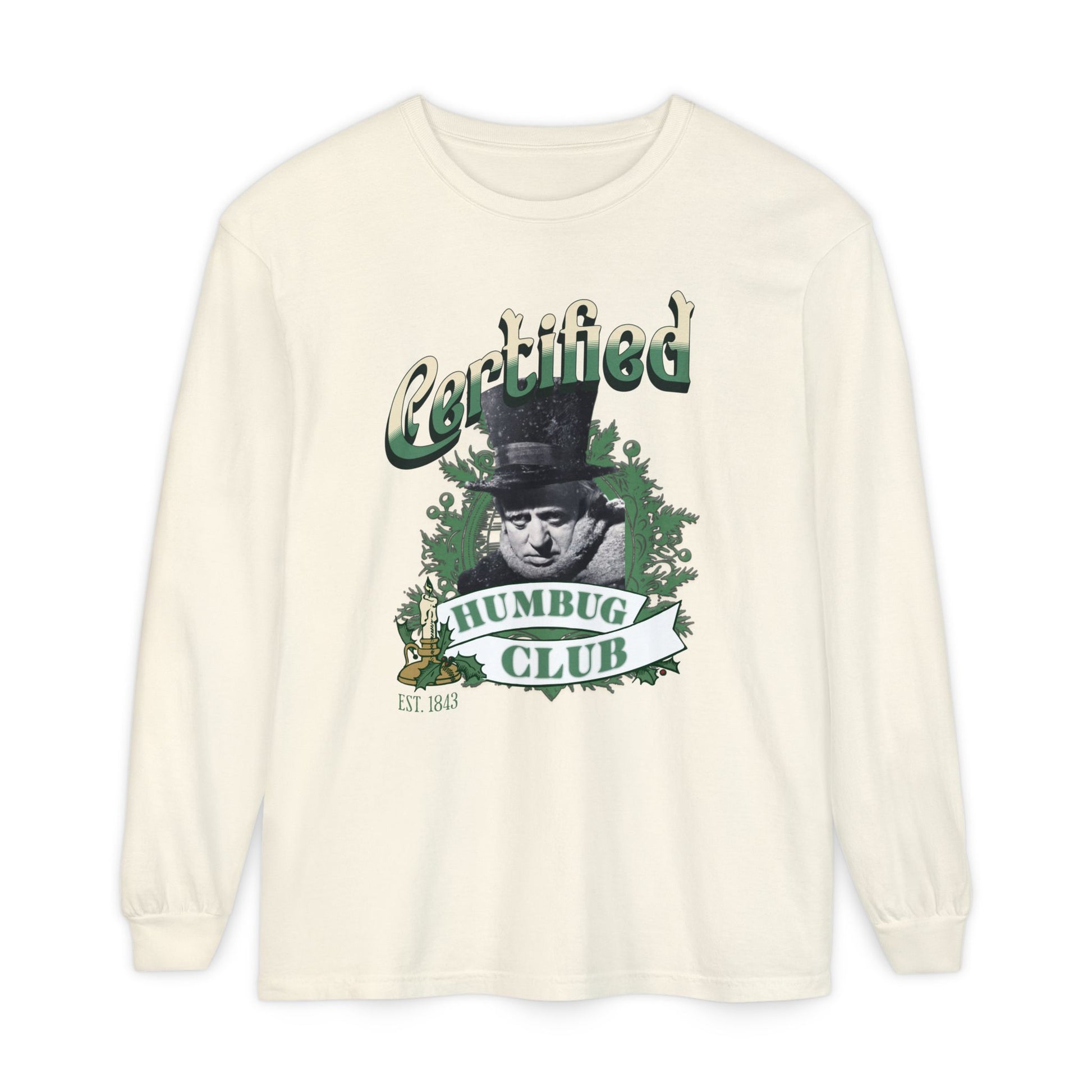 A Christmas Carol Long Sleeve T-Shirt | Vintage Humor Tee Certified Humbug Club Unisex Gift Gag Holiday Apparel Casual Outfit Long-sleeve Printify Ivory S