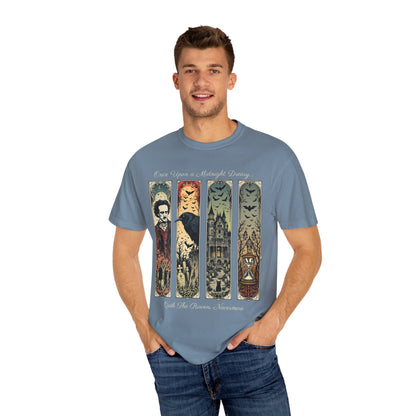 Edgar Allan Poe T-Shirt Gothic Graphic Tee The Raven Nevermore Quote Horror Literature Shirt Dark Academia Aesthetic Halloween Party Gift