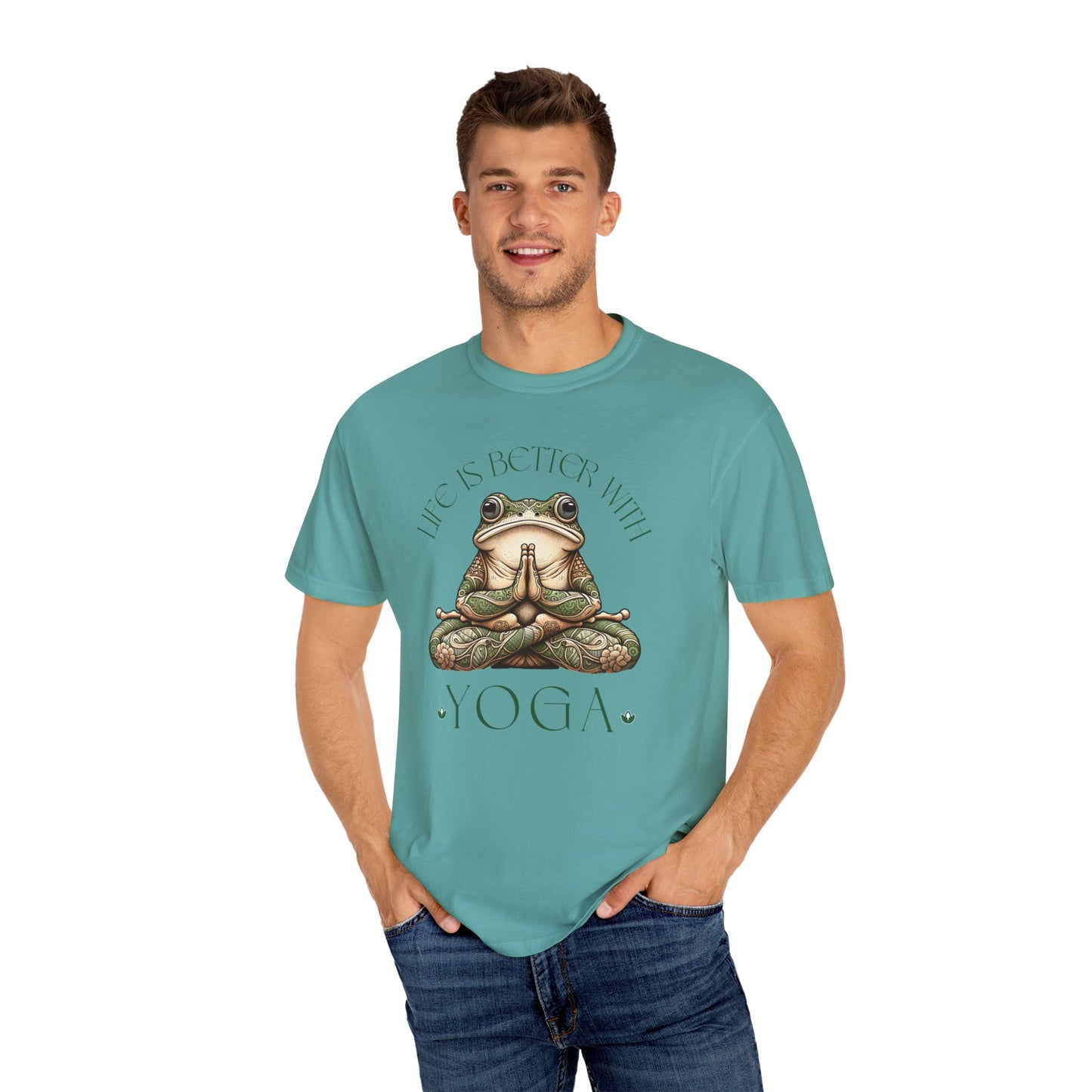 Green Yoga Frog Life Is Better With Yoga Unisex T-Shirt, Casual Wear, Highlander Fan Gift,