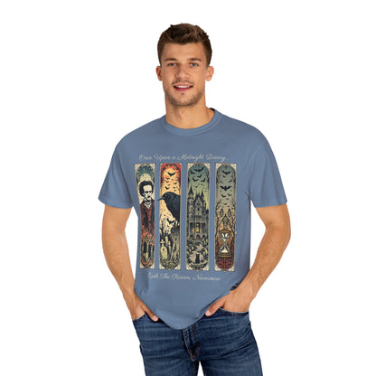 Edgar Allan Poe T-Shirt Gothic Graphic Tee The Raven Nevermore Quote Horror Literature Shirt Dark Academia Aesthetic Halloween Party Gift