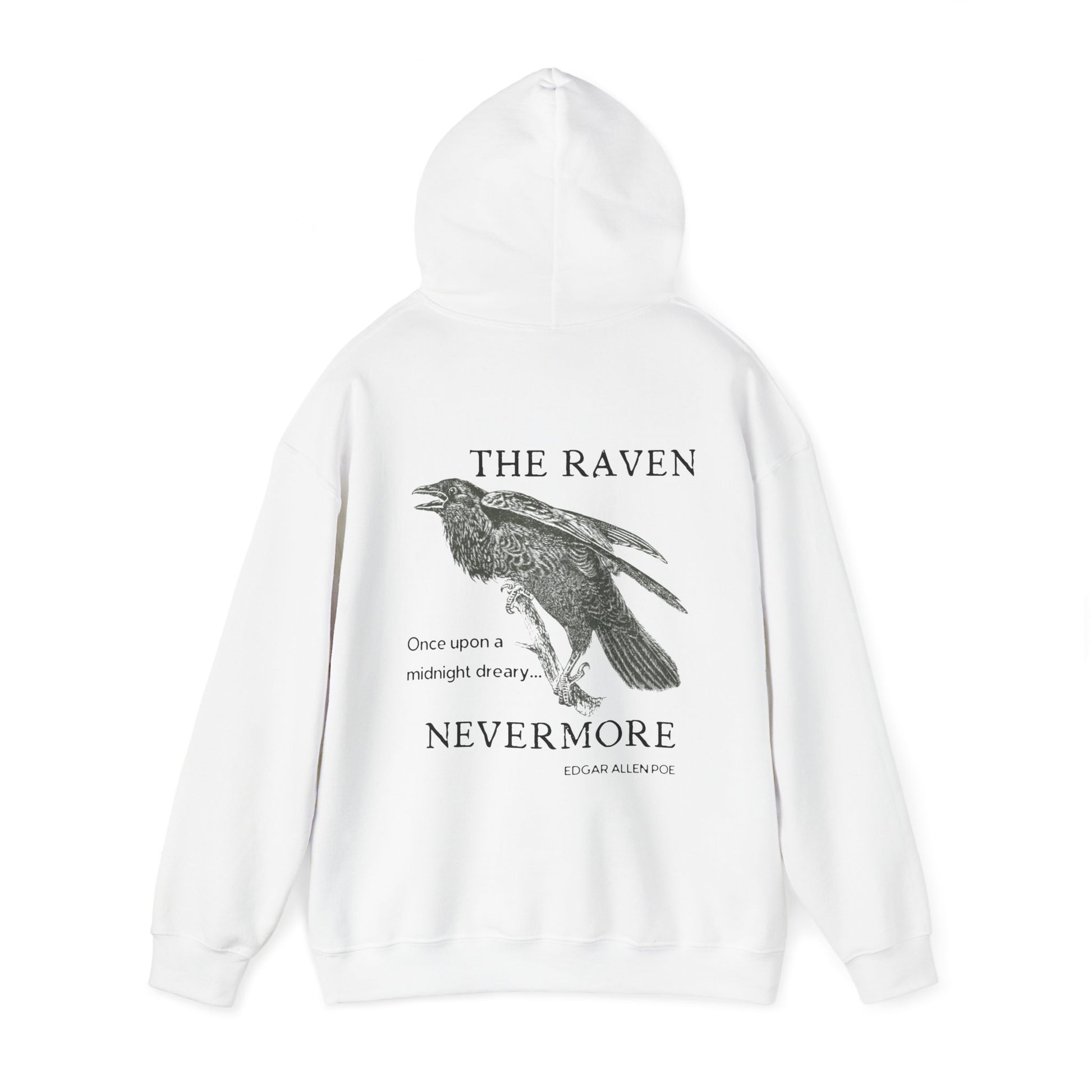 Halloween Vintage The Raven Hoodie, Spooky Season Sweater, Trick or Treating Shirt, Halloween Party Top, Edgar Allen Poe, Nevermore, Gothic Hoodie Printify   