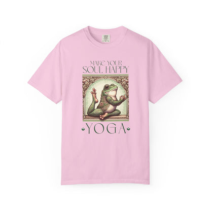 Green Yoga Frog Make Your Soul Happy Unisex T-Shirt, Casual Wear, Highlander Fan Gift, T-Shirt Printify Blossom S